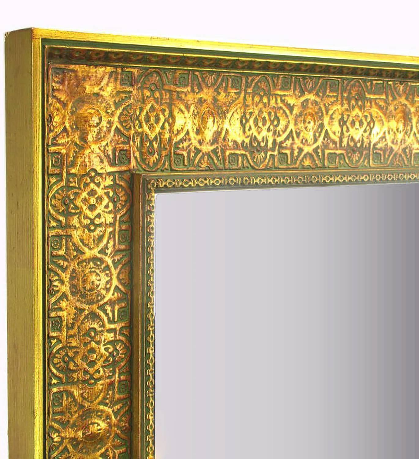 American Pair of Large 1920s Egyptian Influenced Gilt Frame Mirrors