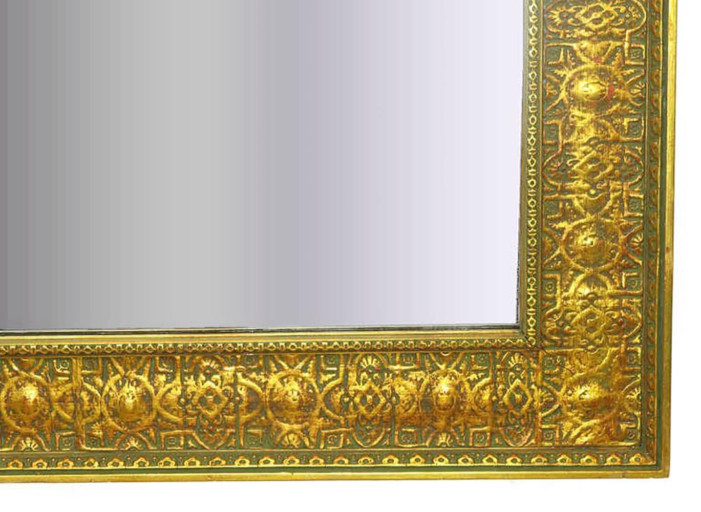 Early 20th Century Pair of Large 1920s Egyptian Influenced Gilt Frame Mirrors