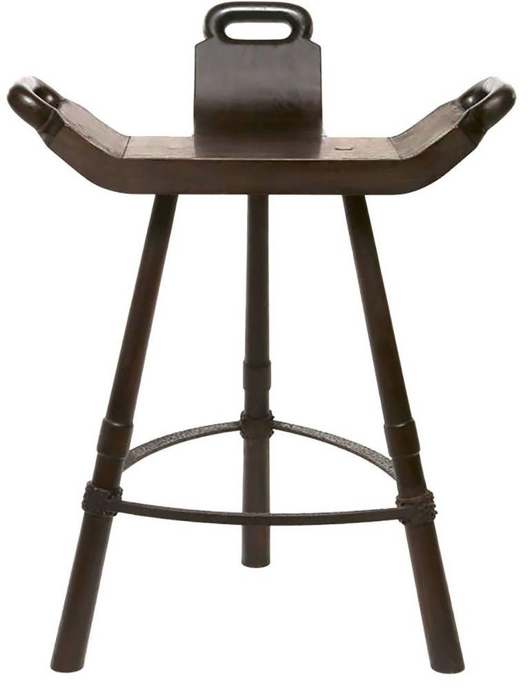 Pair of Primitive Asian Birthing Chair Inspired Bar Stools For Sale at