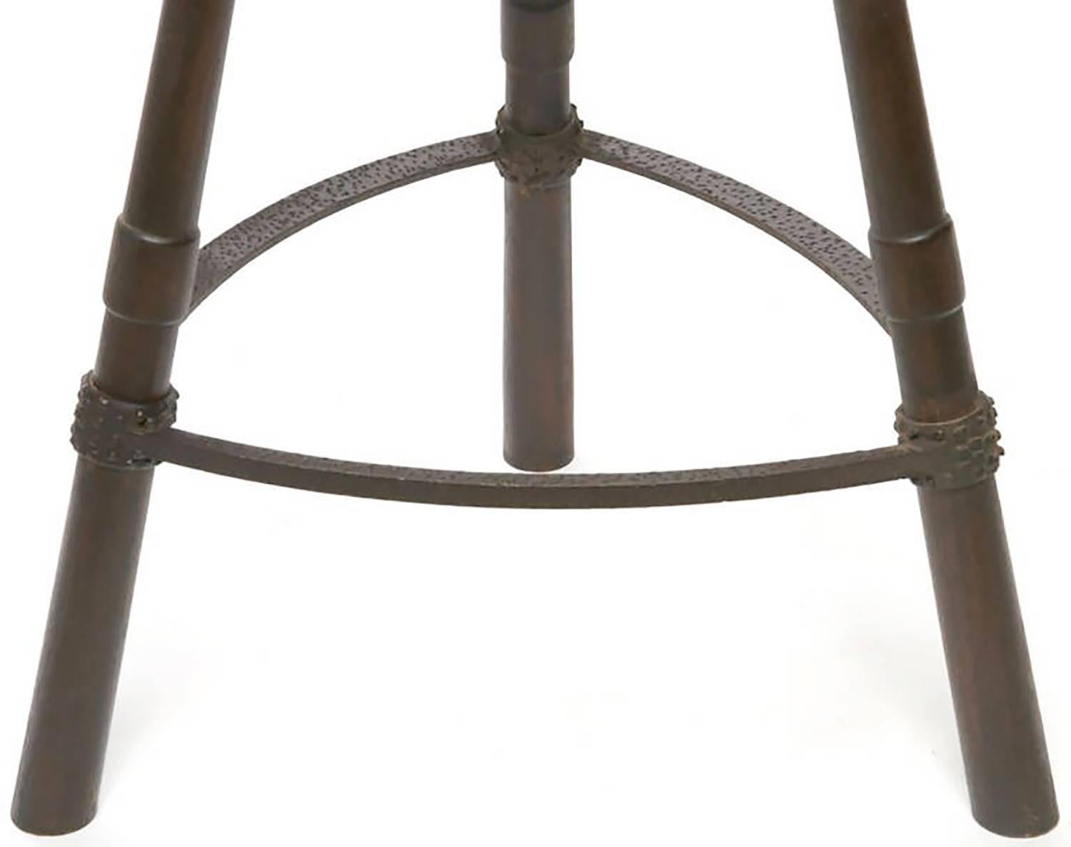 Pair of Primitive Asian Birthing Chair Inspired Bar Stools In Good Condition For Sale In Chicago, IL