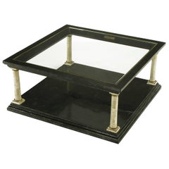 Maitland-Smith Empire Revival Black Marble and Fossil Stone Coffee Table