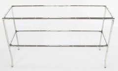 Bamboo Form Two-Tiered Chromed Steel Console Table