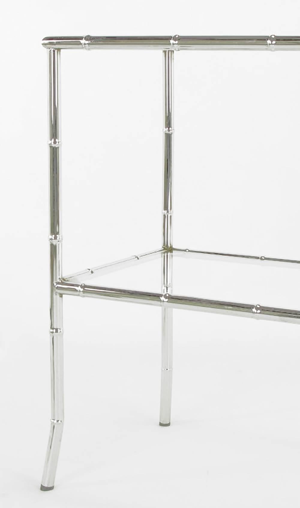 Bamboo Form Two-Tiered Chromed Steel Console Table 2