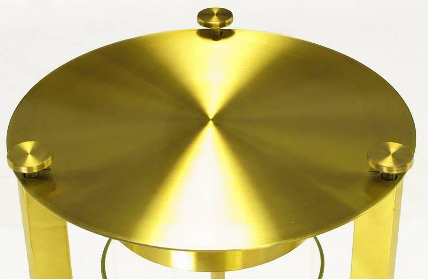 Illuminated Brass and Glass Cylindrical End Table, Dorothy Thorpe Attributed In Good Condition In Chicago, IL