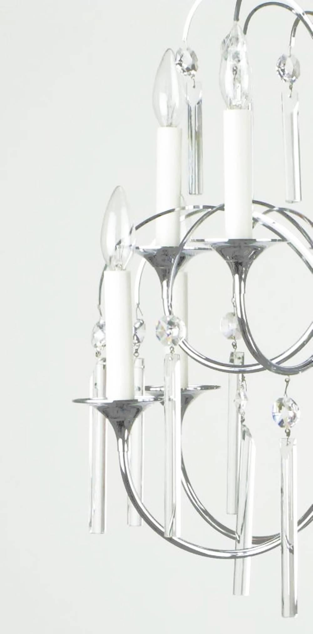 Cristallo Lampadario italiano a cascata a dieci bracci in cromo e cristallo in vendita