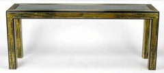 Bernhard Rohne Acid Etched Brass Console Table by Mastercraft