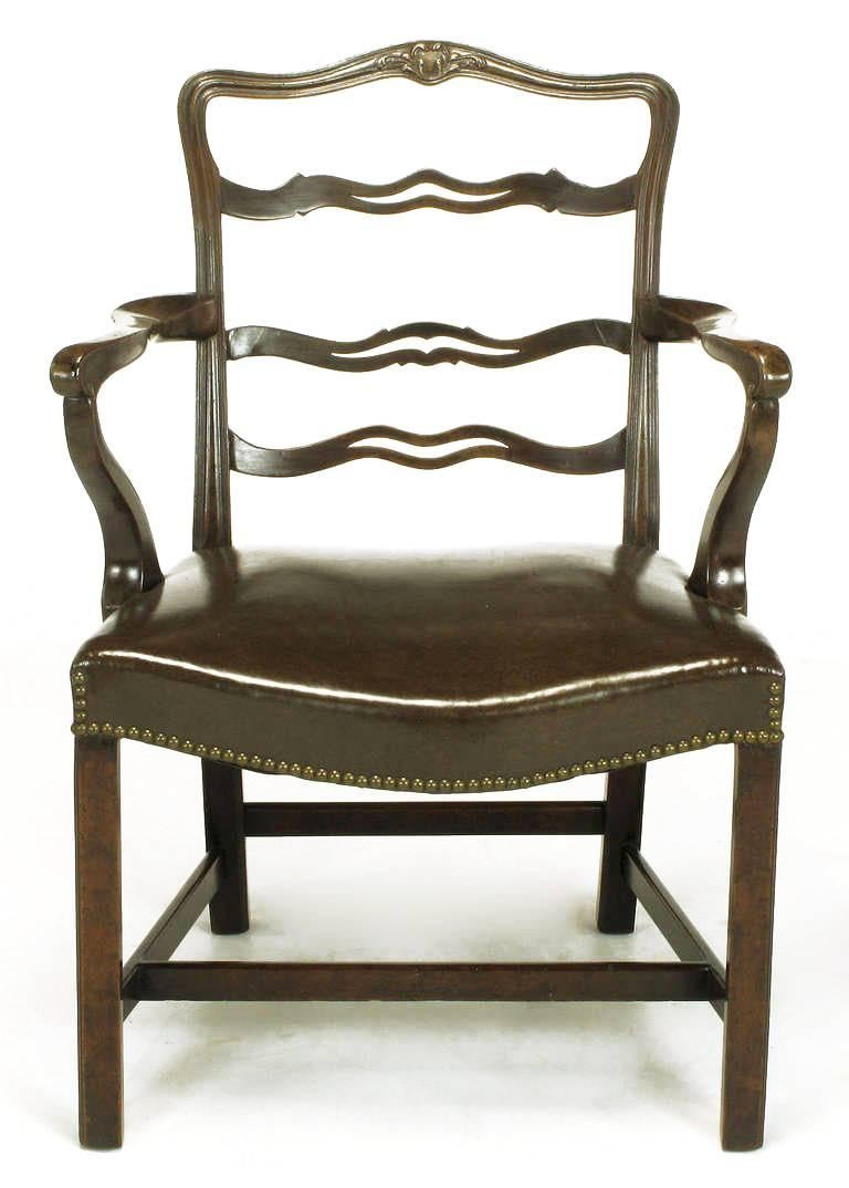 American Pair of Early 1900s George III Style Ribbon Back Armchairs