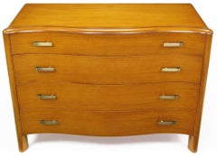 Art Deco Four-Drawer Bleached Mahogany Serpentine Front Commode