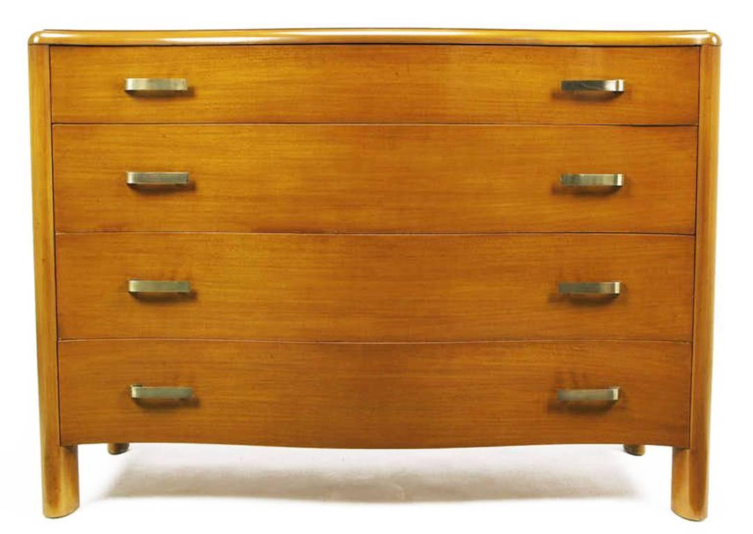 American Art Deco Four-Drawer Bleached Mahogany Serpentine Front Commode For Sale