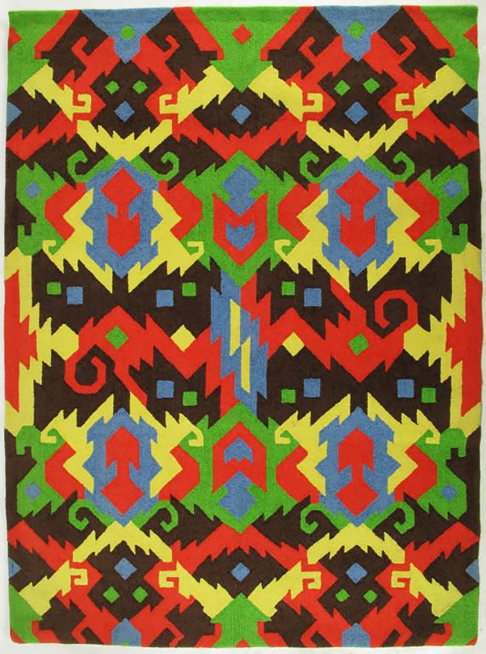 Mid-Century Modern Edward Fields 1972 Colorful Geometric Rug