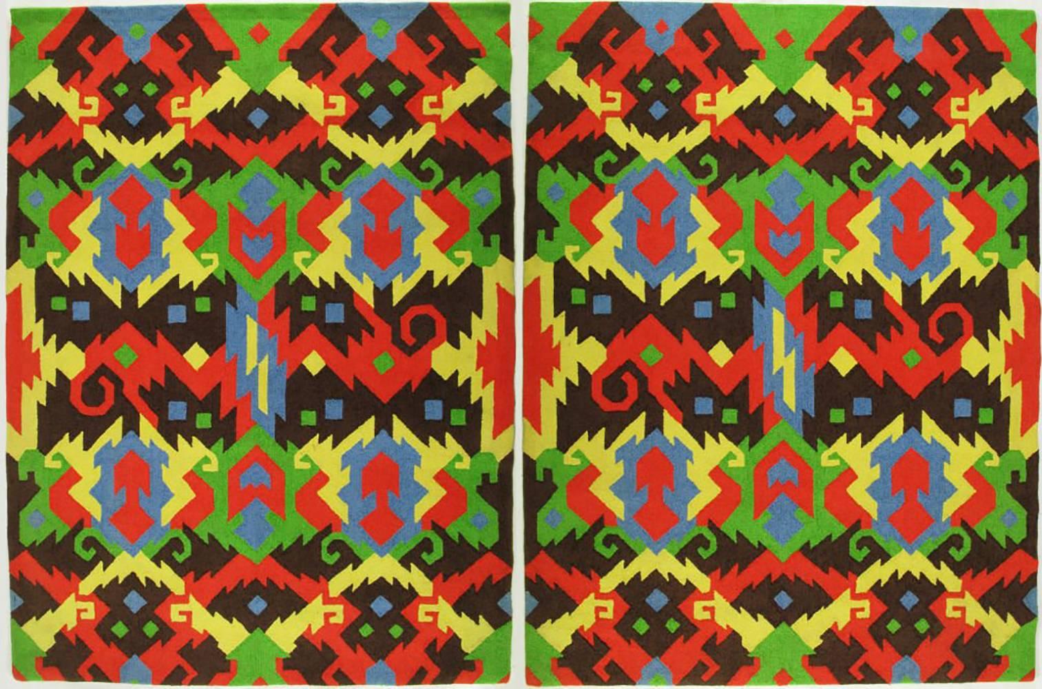 Edward Fields 1972 Colorful Geometric Rug 1
