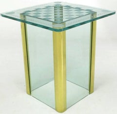 Elegant Etched Glass Game Table in the Style of Pace Collection