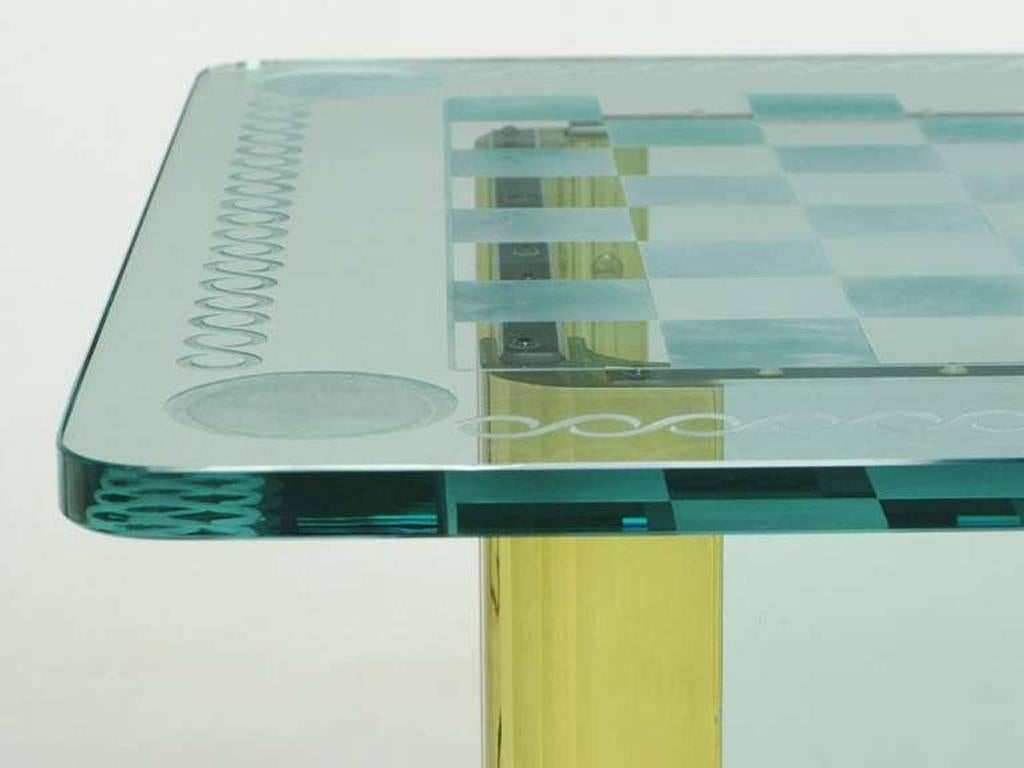 Eleganter, eleganter Spieltisch aus geätztem Glas im Stil der Pace Collection im Angebot 2