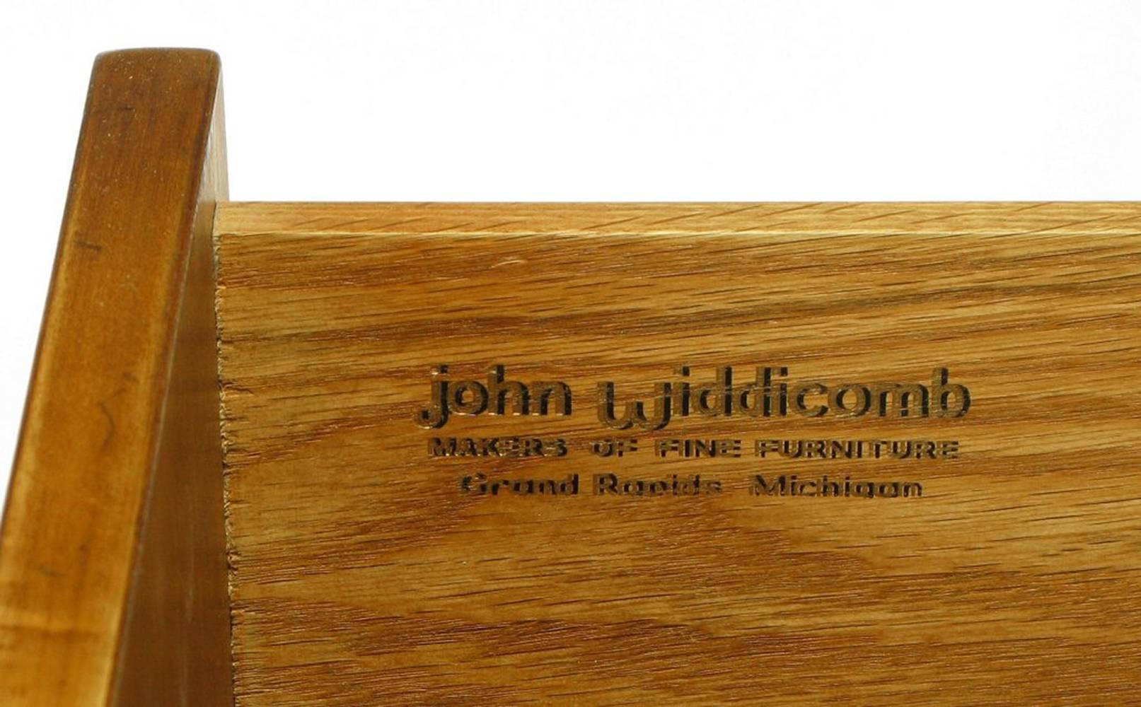 Brass Bert England Persian Walnut and Leather Desk for John Widdicomb For Sale