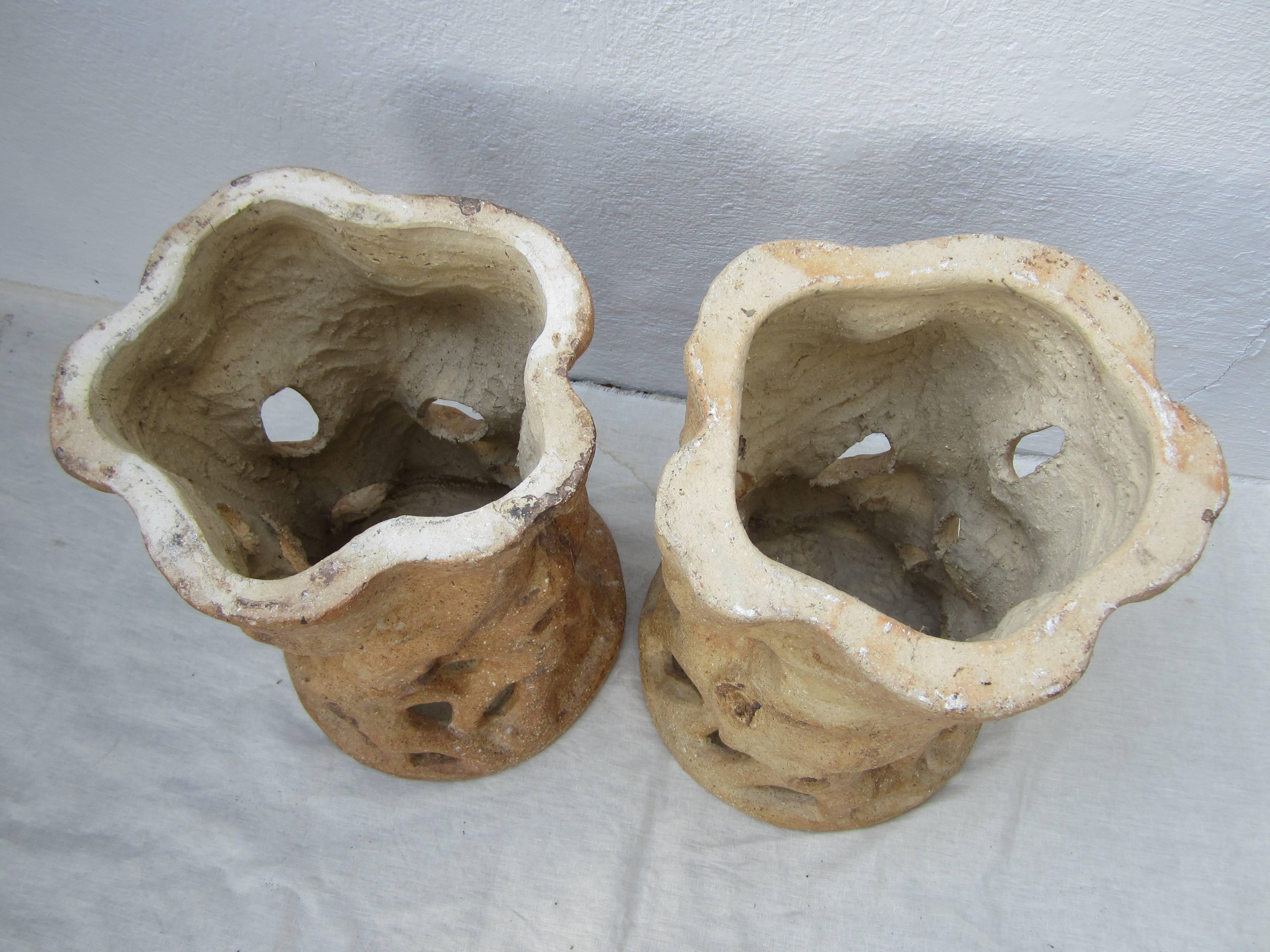 Naturalistic faux bois garden stools/side tables great indoors or outdoors.