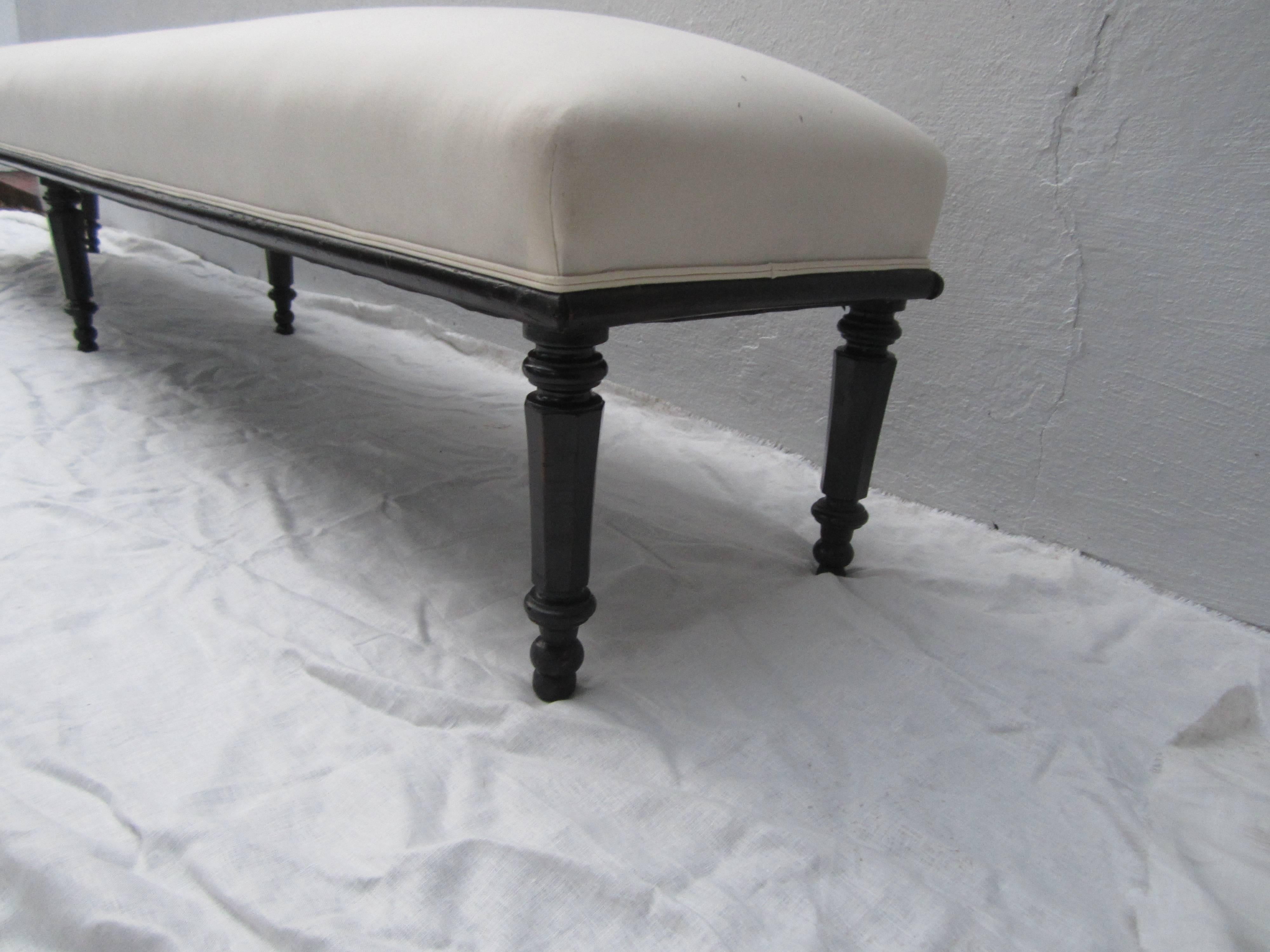 Superb bench measures 10 feet long newly re-sprung and upholstered in muslin a show stopper!