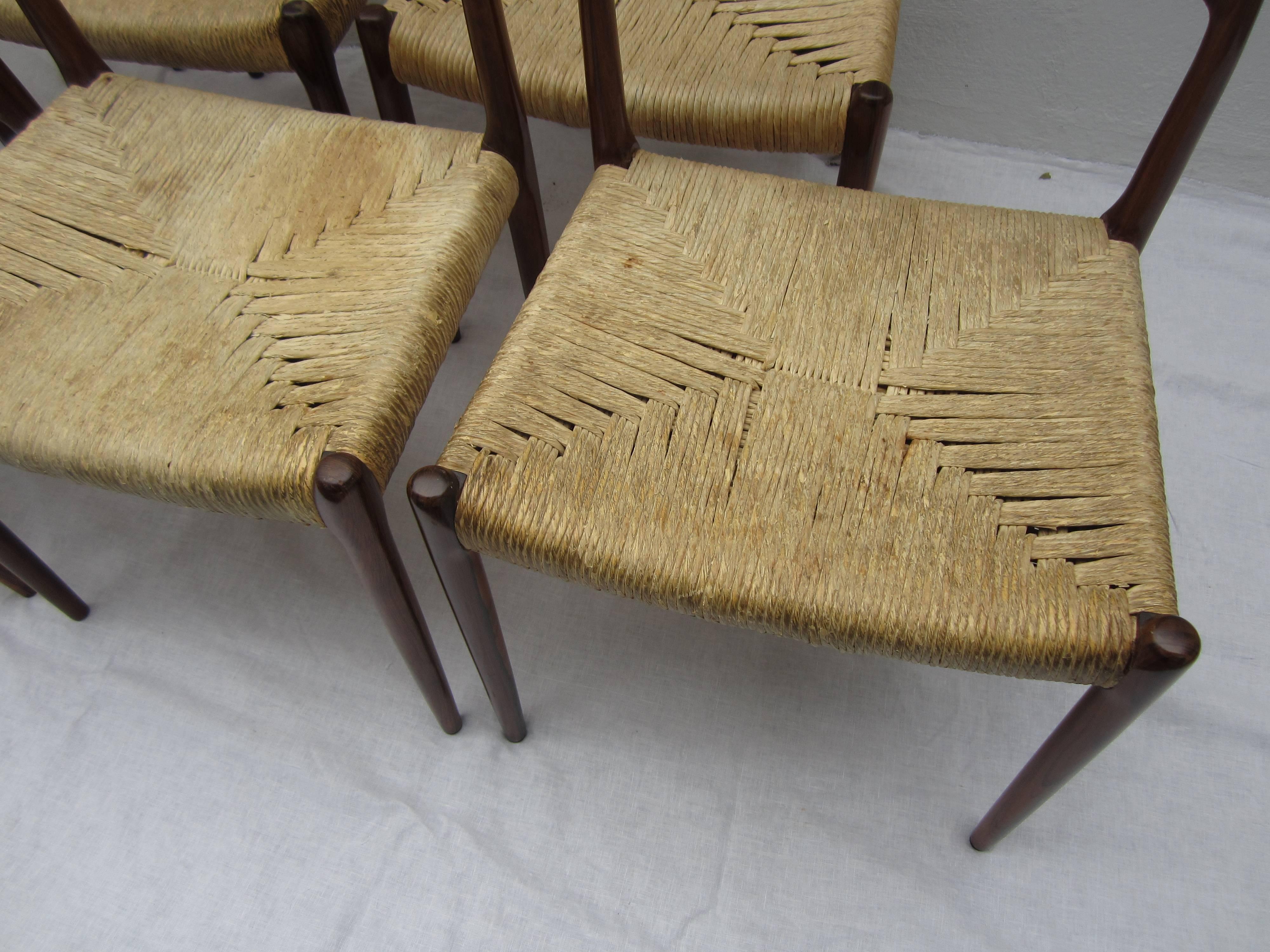 Mid-20th Century Set of Six Rosewood Niels O. Moller Chairs