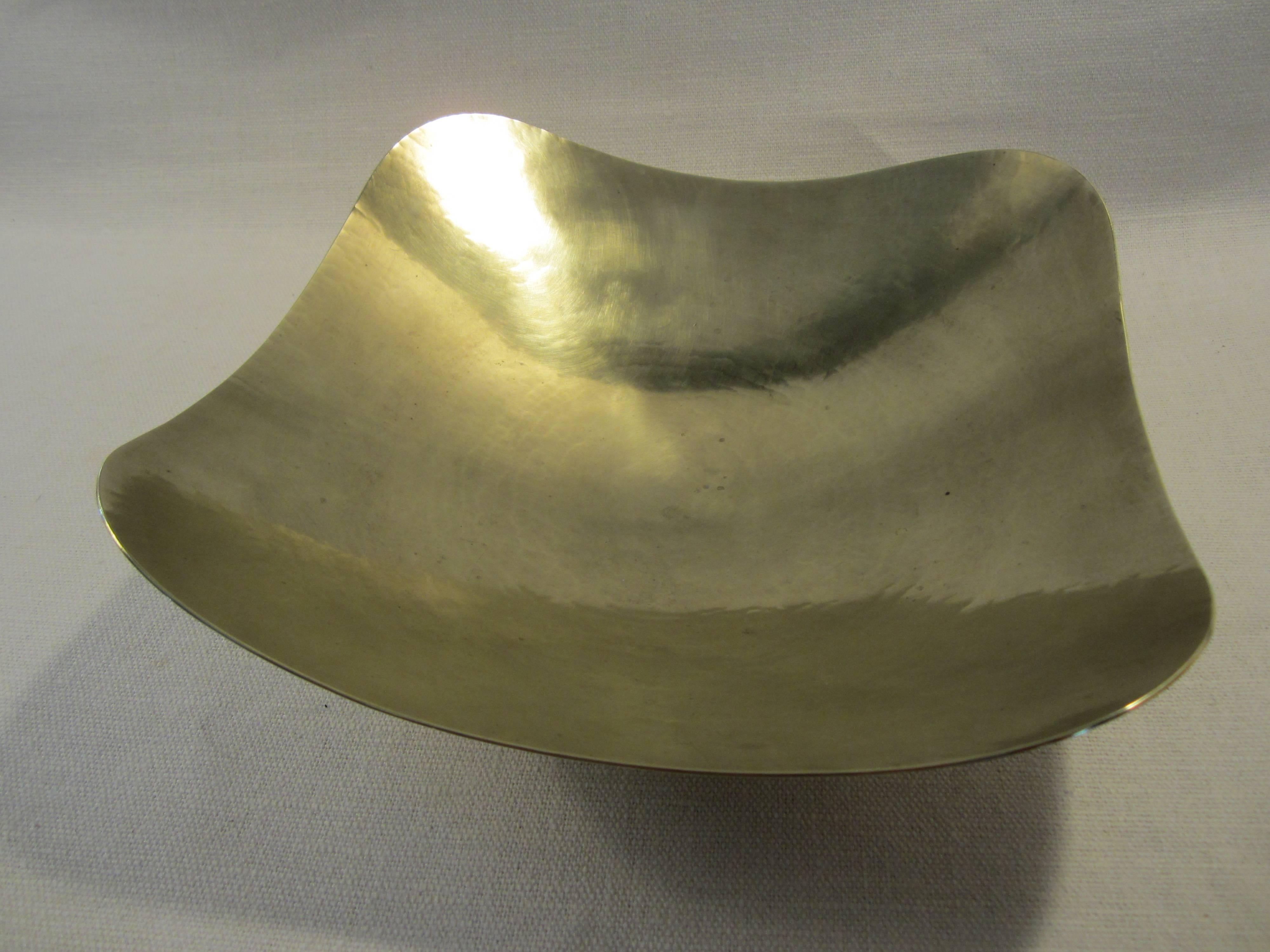 Elegant handmade brass bowl by Dirk Van Erp. Stamped with name and San Francisco.
  