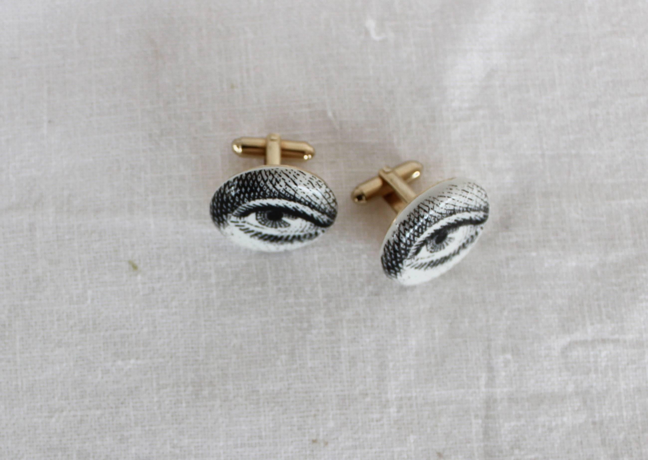 Very rare pair of Piero Fornasetti cufflinks. Italy, 1960s.