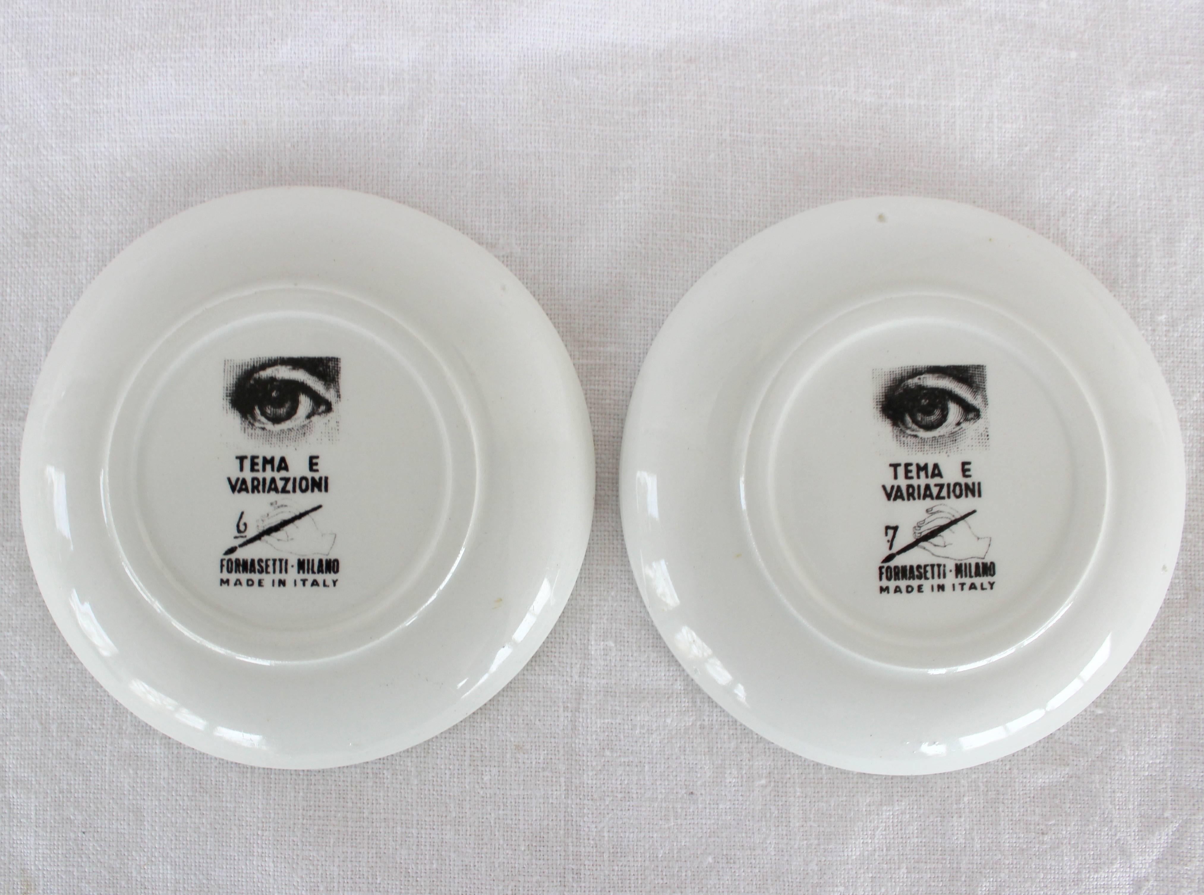 Two Piero Fornasetti Coasters In Excellent Condition In East Hampton, NY