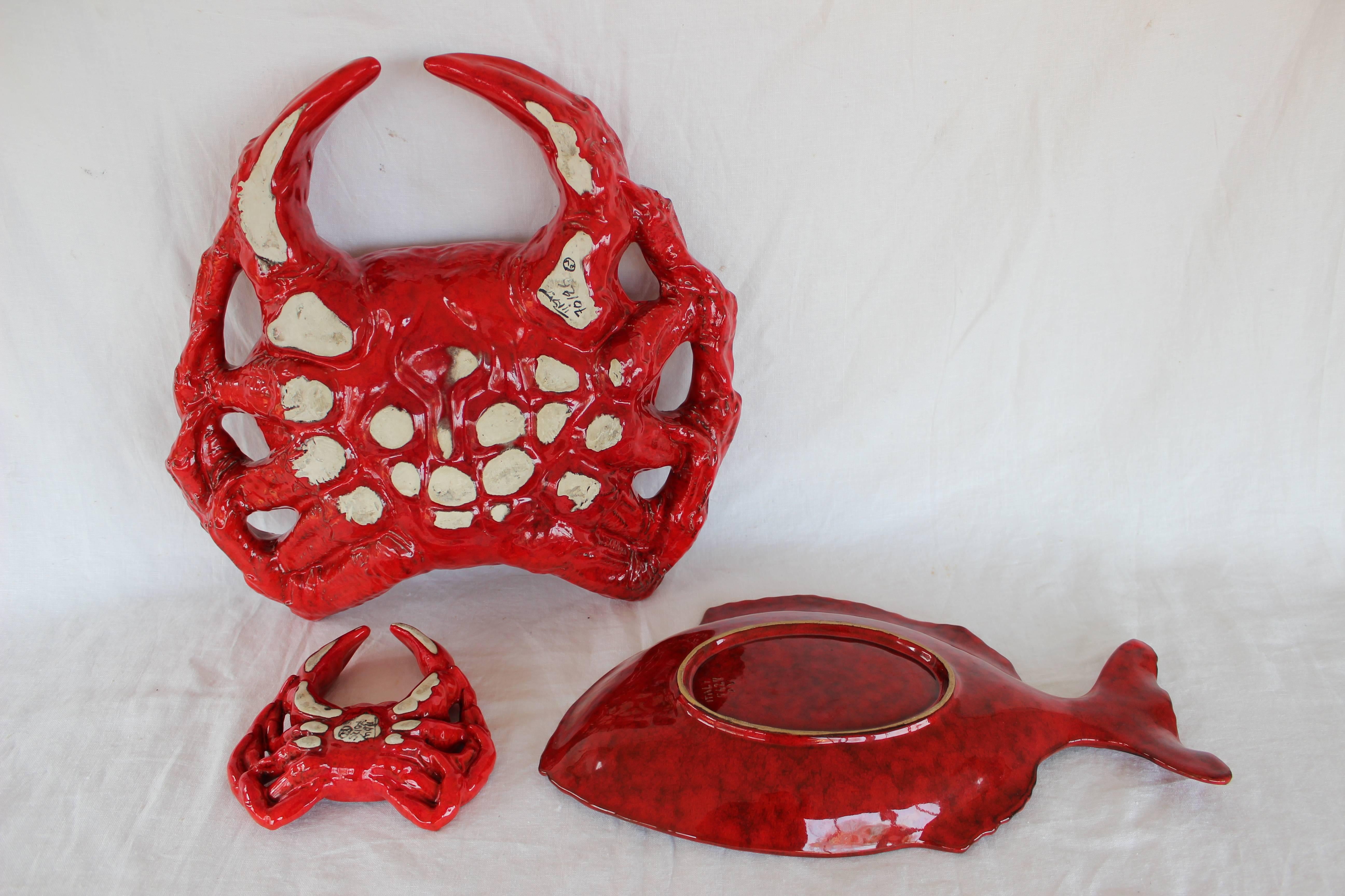 Italian Red Glazed Ceramic Dinner Set 1