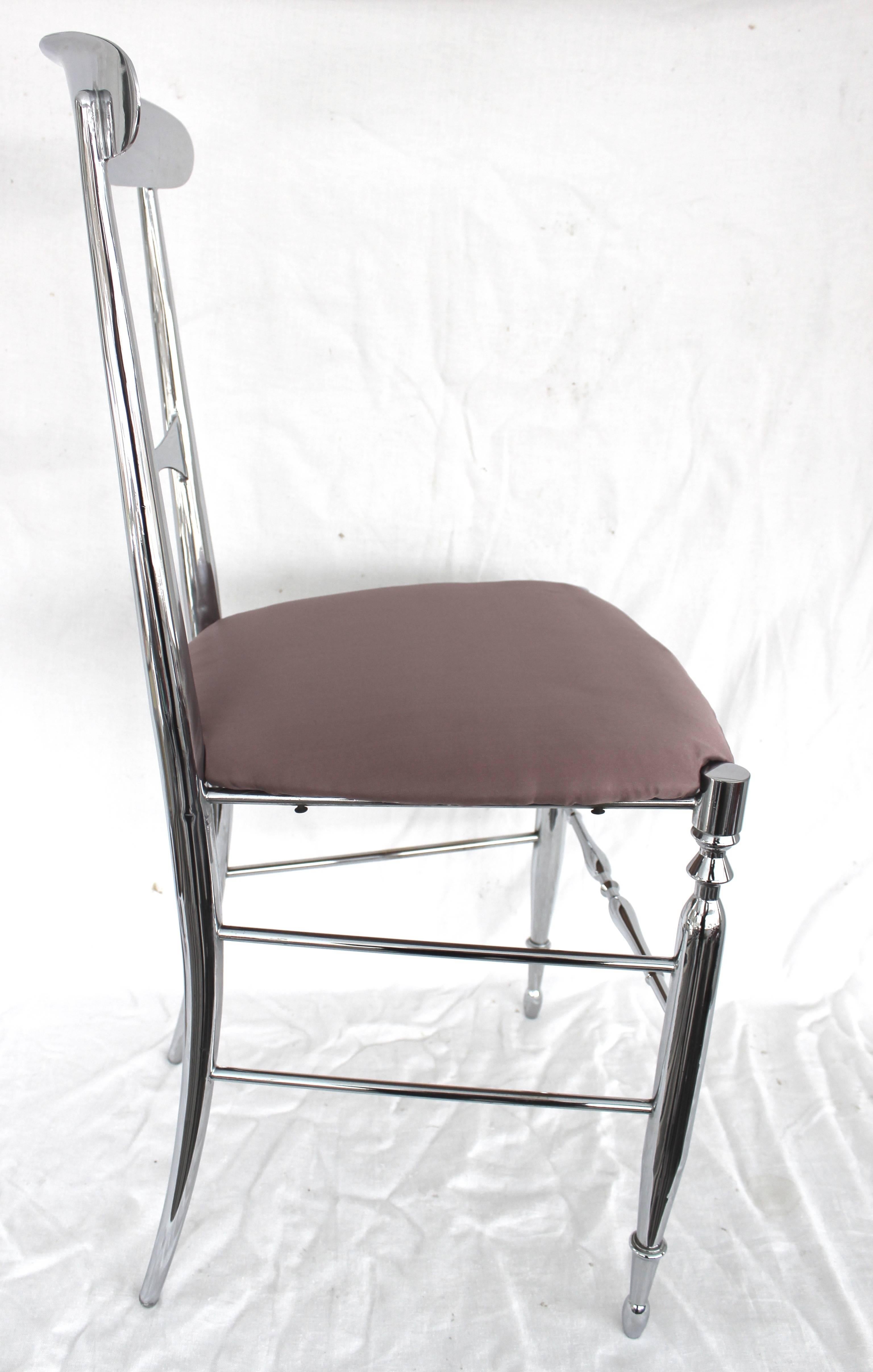 Mid-20th Century Italian Nickeled Chiavari Chair