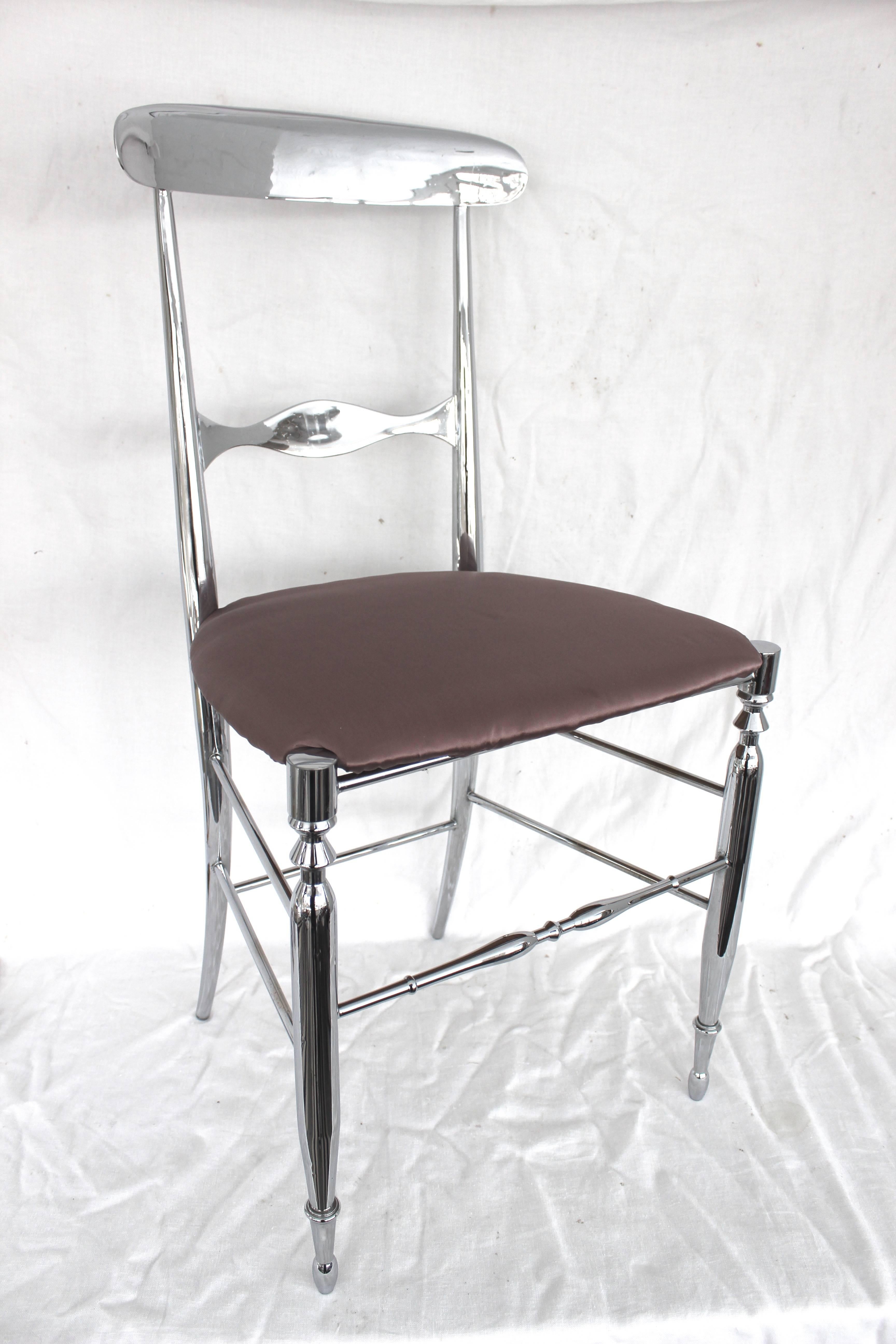 Italian Nickeled Chiavari Chair In Good Condition In East Hampton, NY