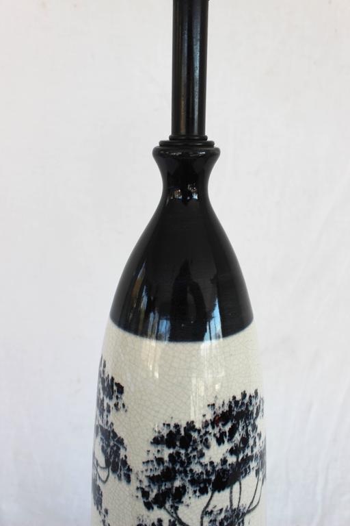 Crackle Painted Glazed Ceramic Lamp For Sale at 1stDibs