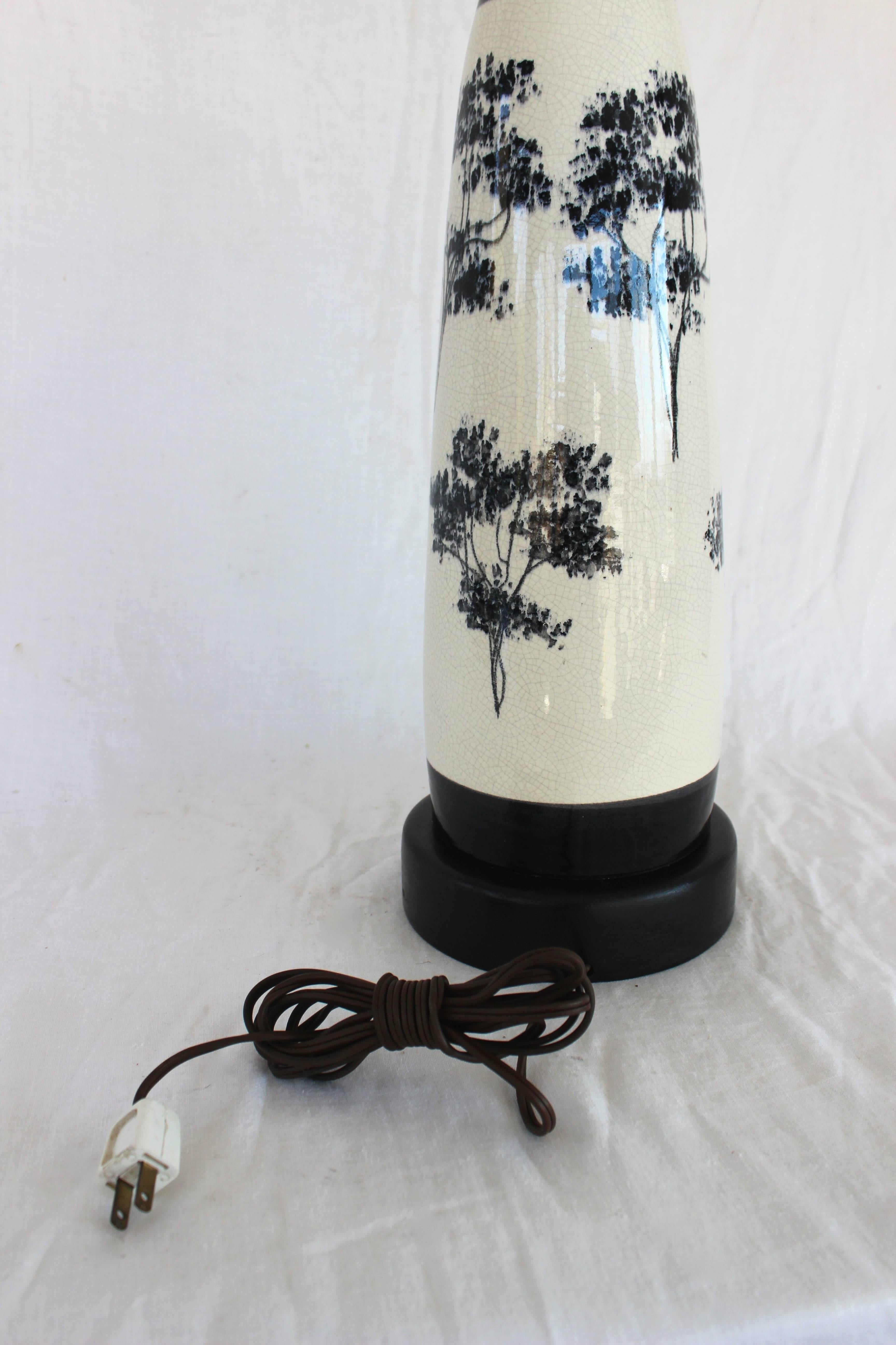 20th Century Crackle Painted Glazed Ceramic Lamp For Sale