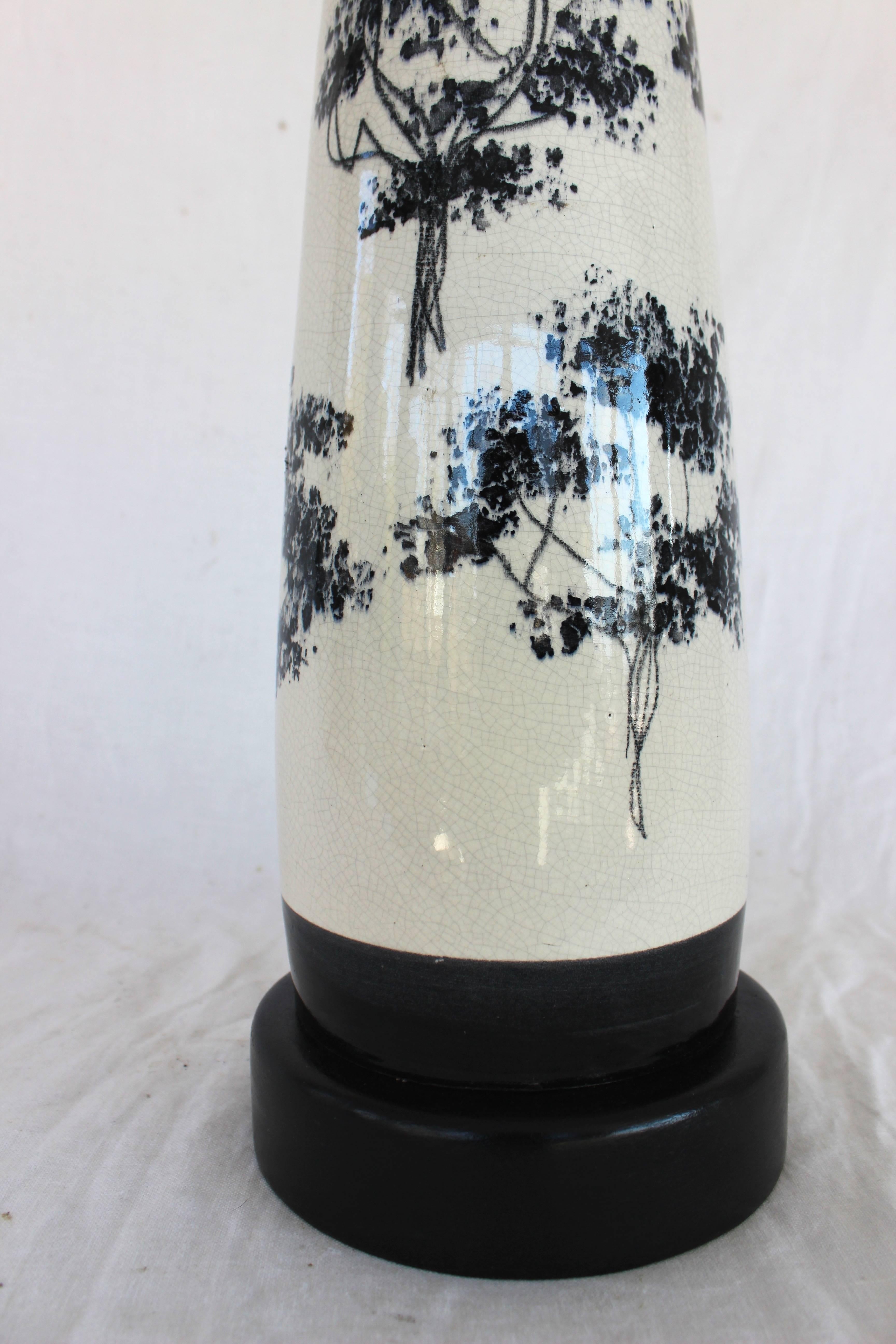 Crackle Painted Glazed Ceramic Lamp In Excellent Condition For Sale In East Hampton, NY