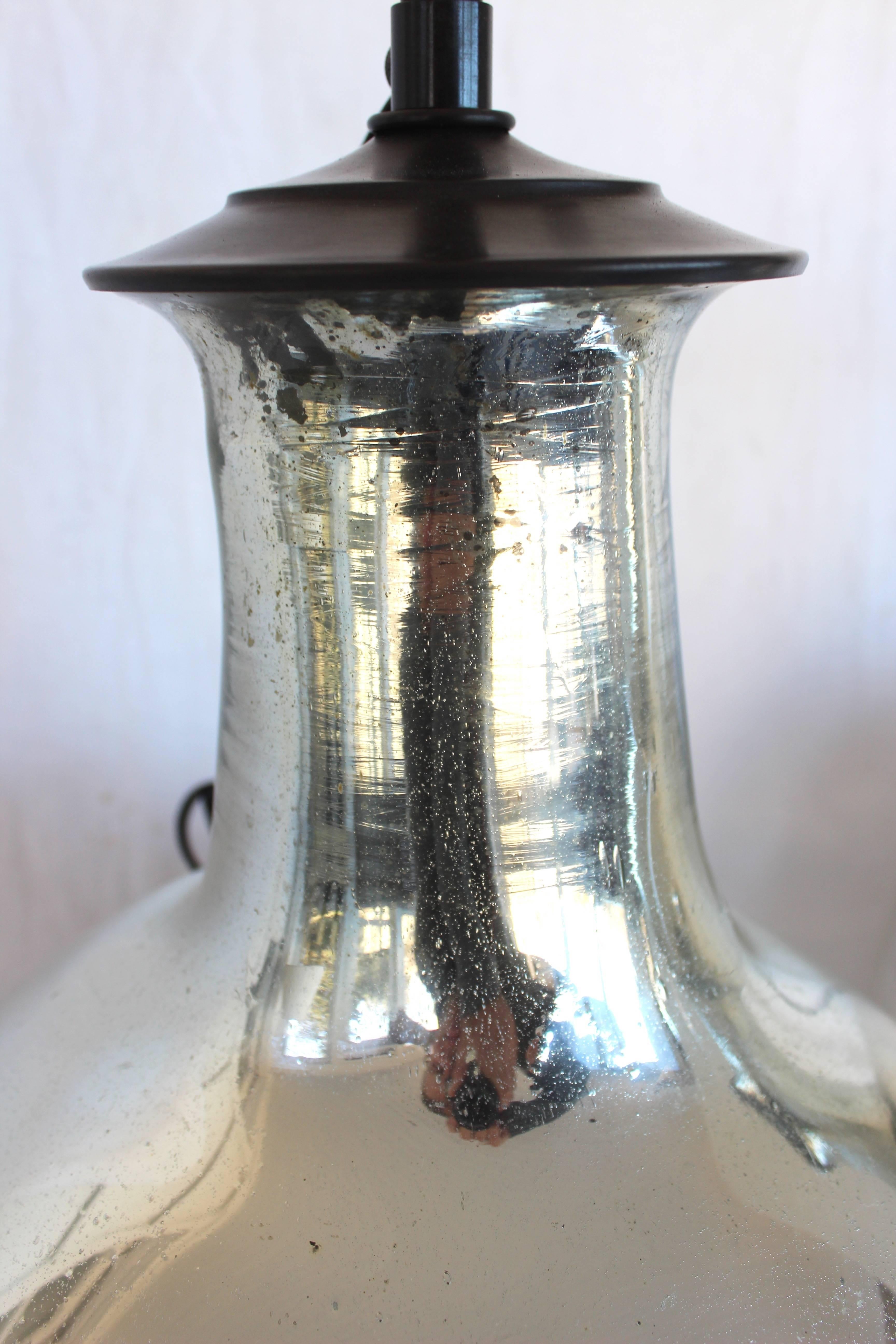 20th Century Pair of Large Mercury Glass Lamps