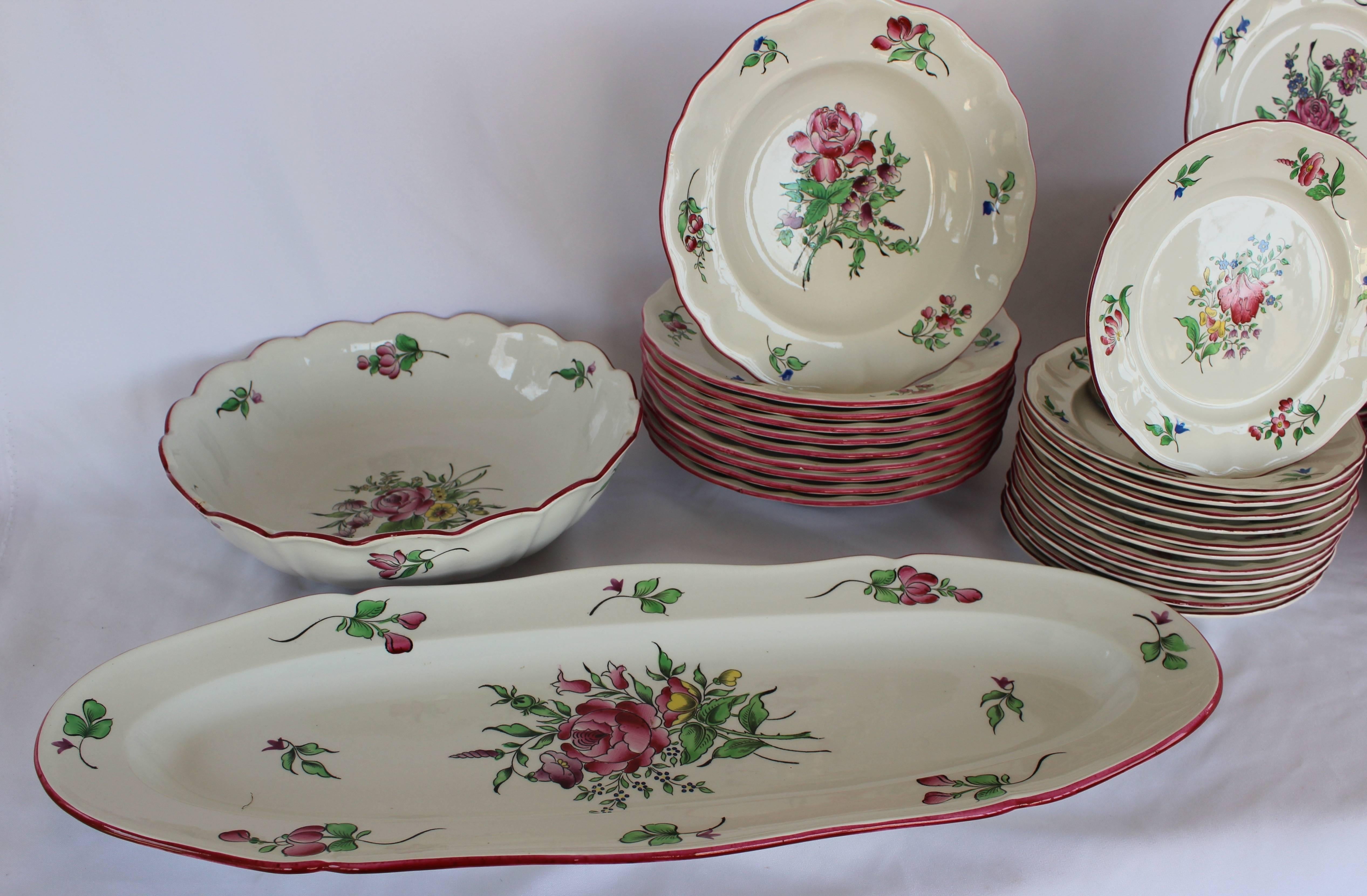 Luneville Old Strasbourg rose French porcelain dinnerware set.

Platter: 23.25