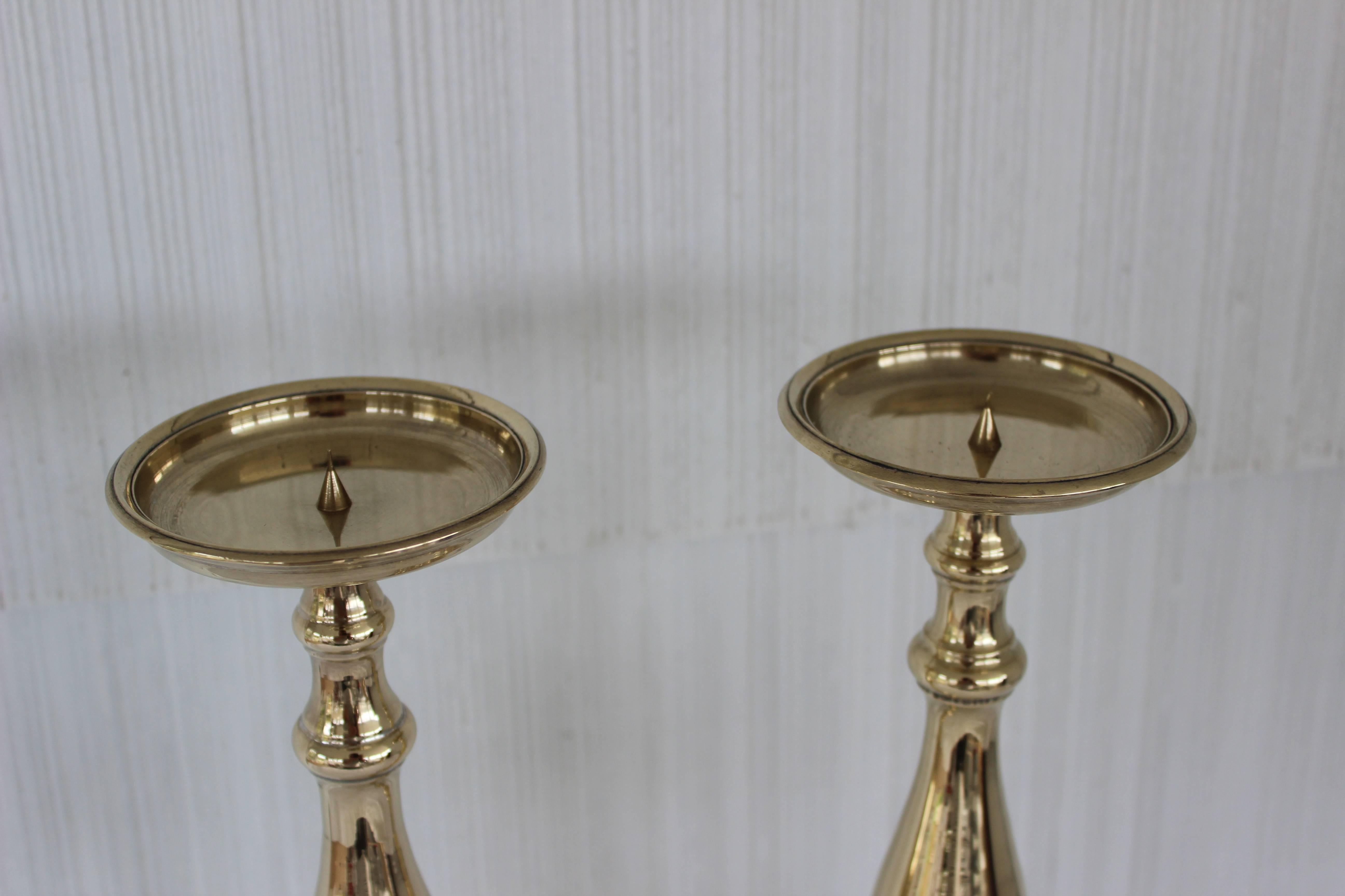 Pair of Brass Altar Candlesticks In Excellent Condition In East Hampton, NY