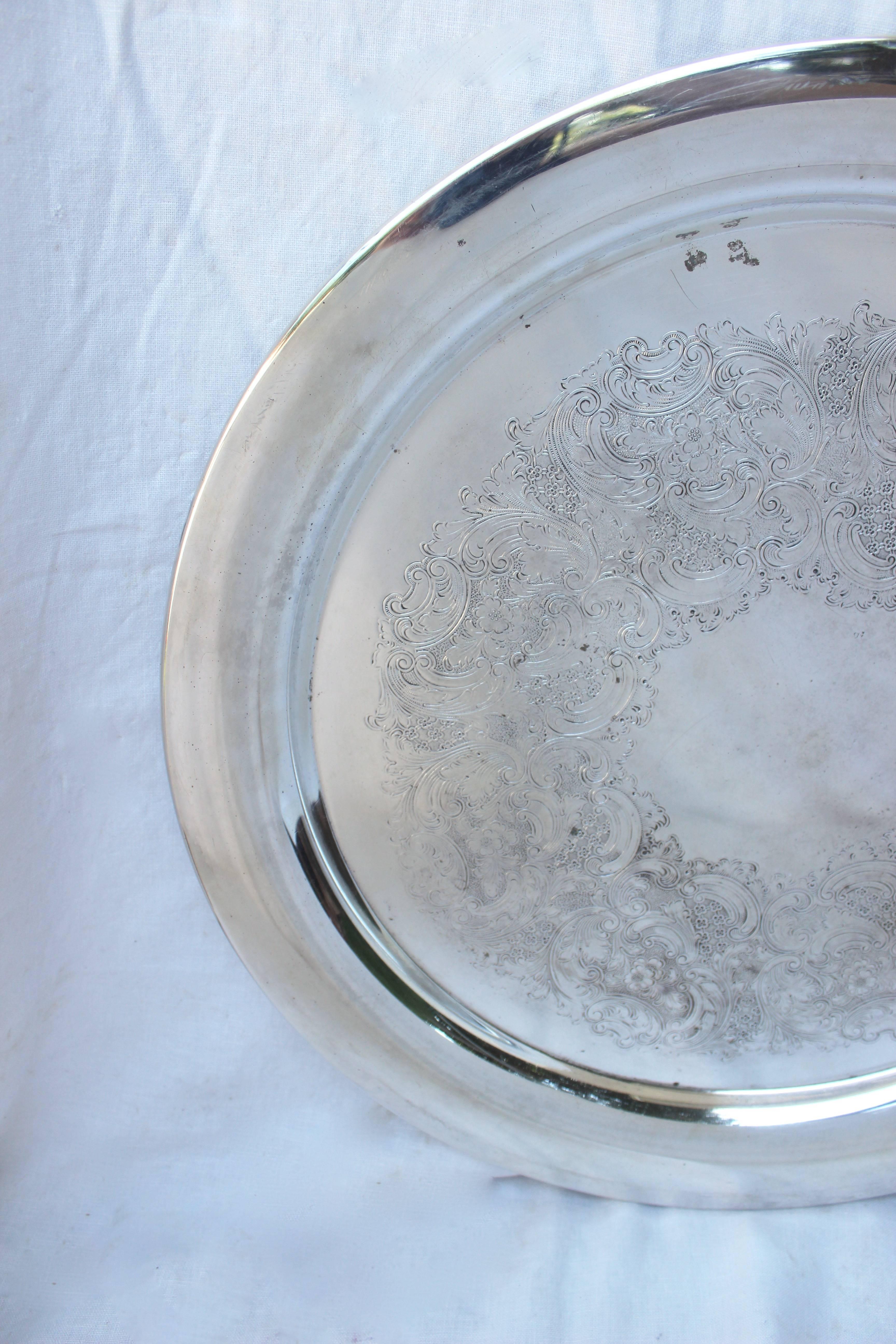 Large Gorham Silver Plate Engraved Tray 1