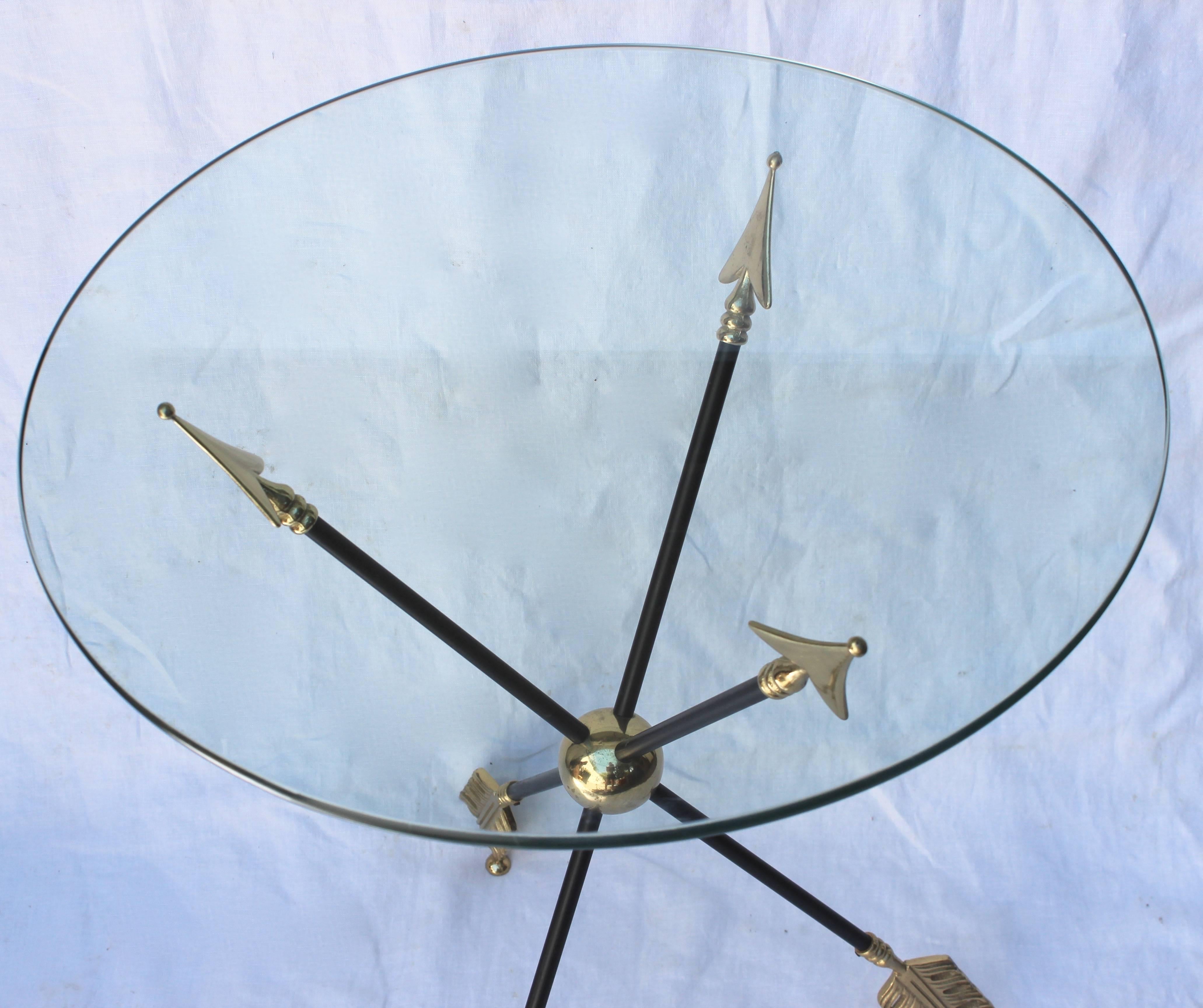 Brass and Iron Arrow Side Table In Excellent Condition In East Hampton, NY