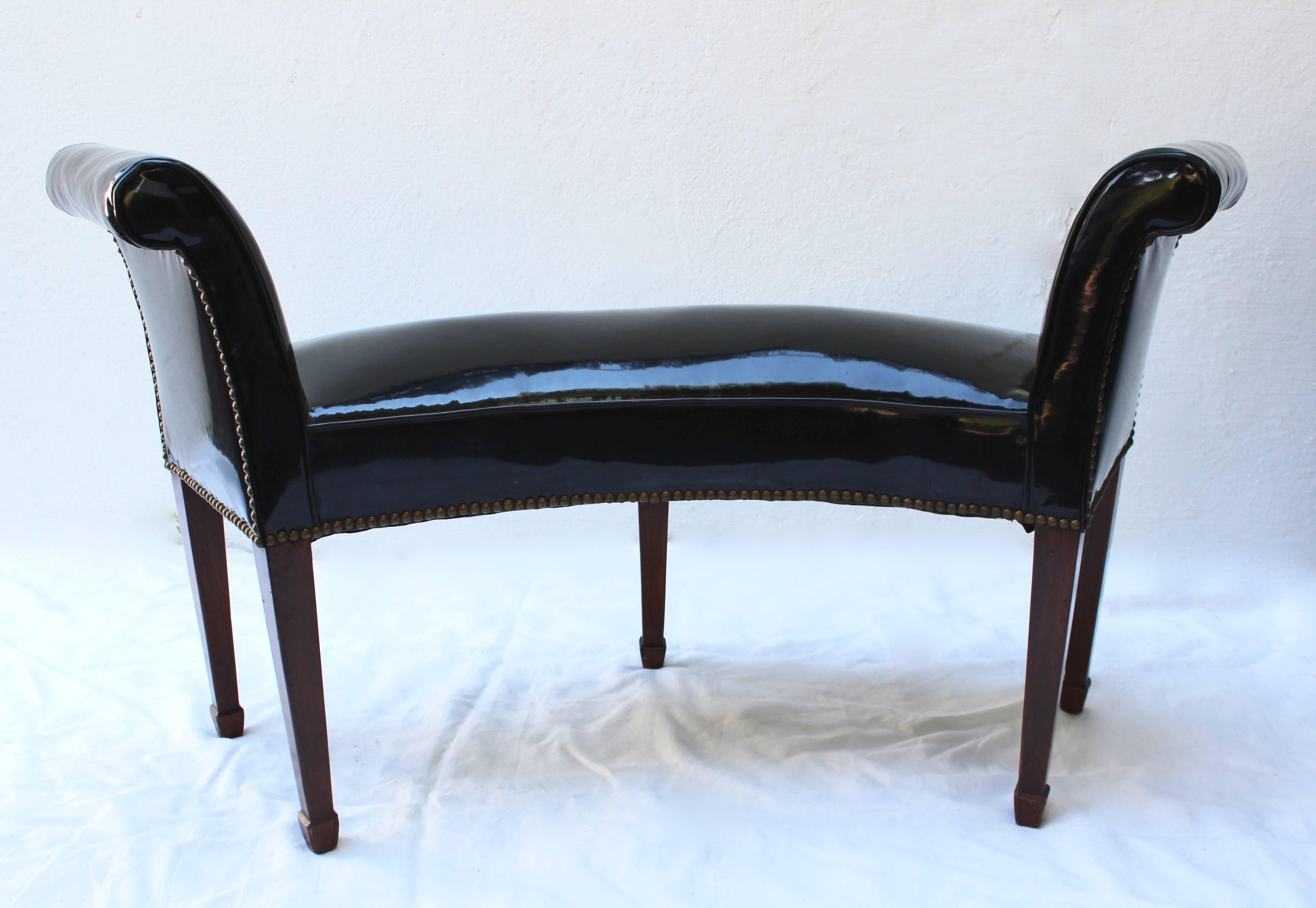 curved leather bench