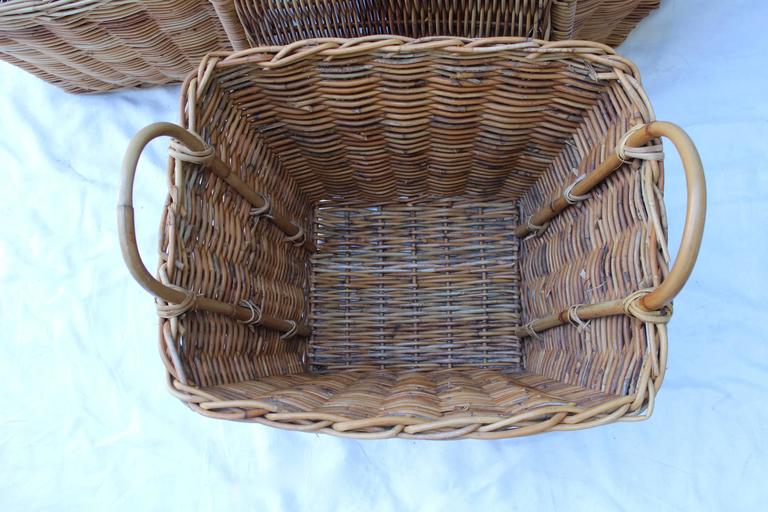 Set of Three Wicker Baskets For Sale at 1stdibs