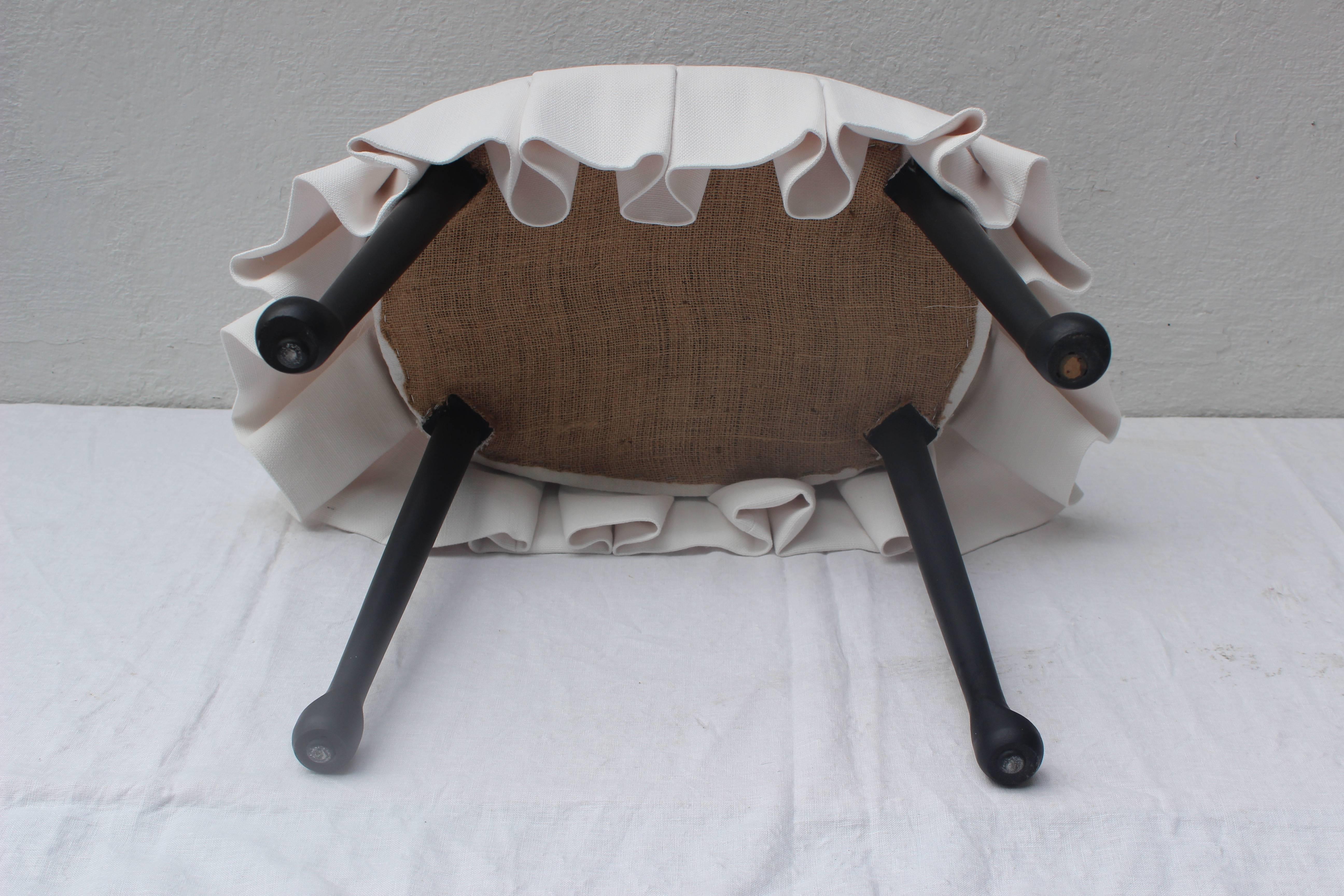 Ebonized Oval Stool with Box Pleated Skirt 2