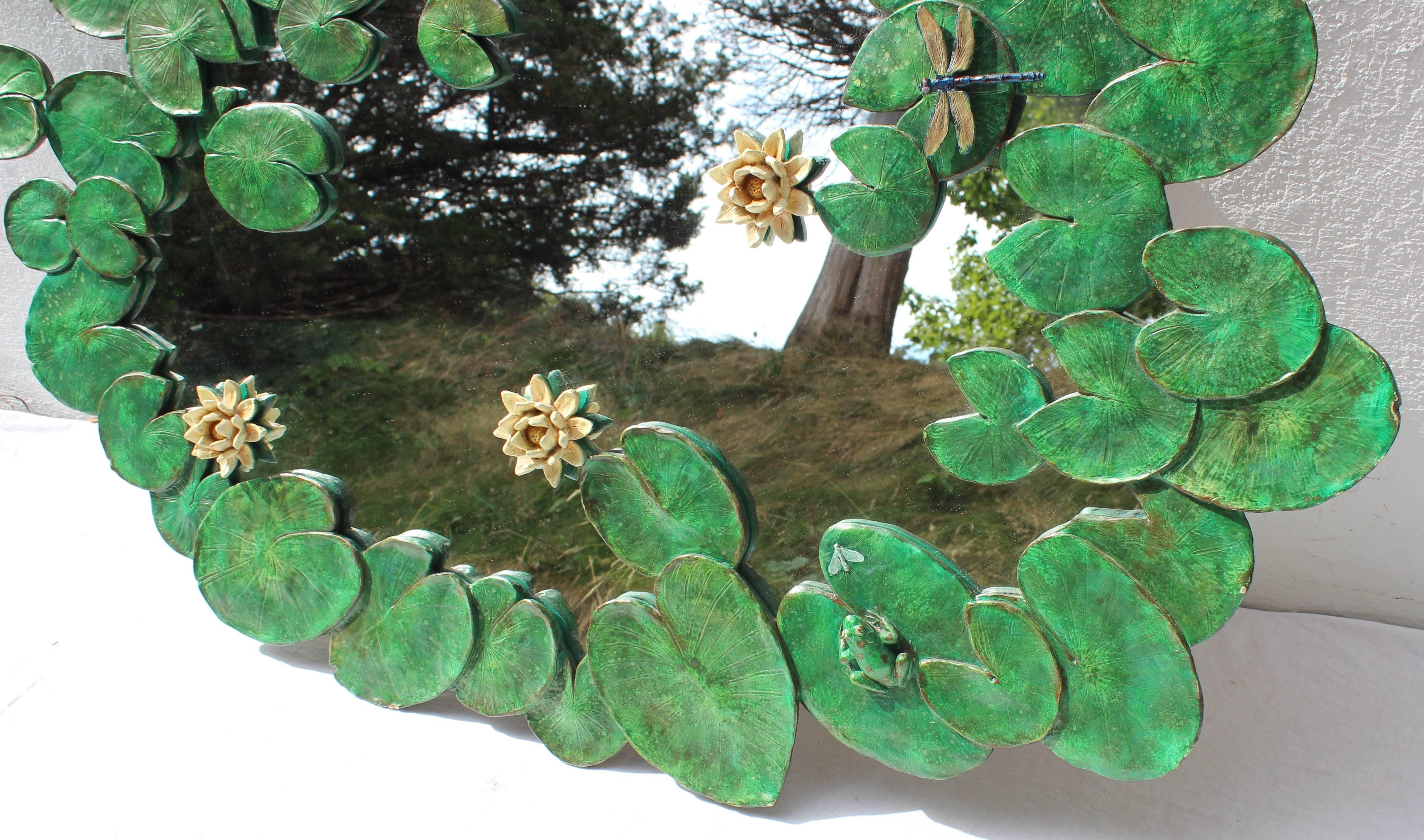 Water Lily Pad Mirror In Good Condition In East Hampton, NY