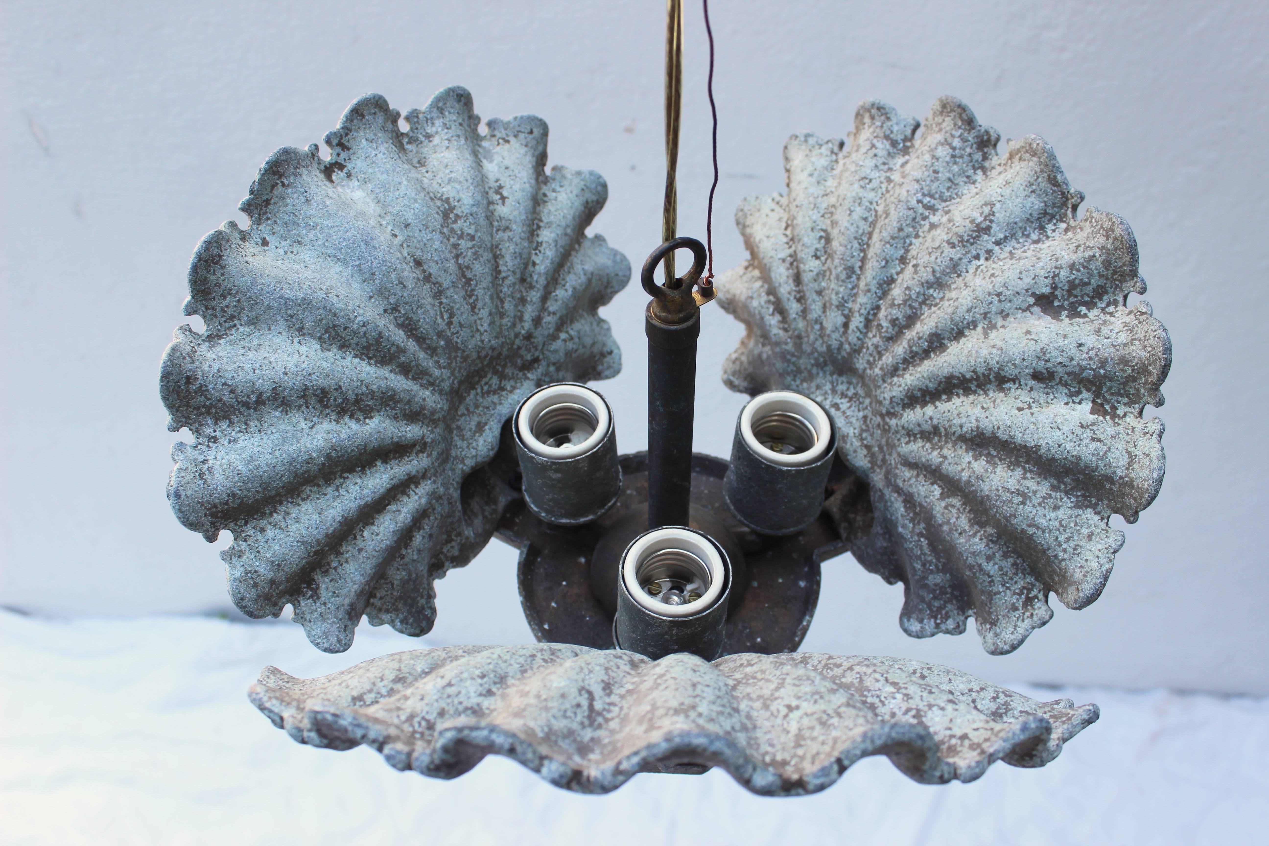 Grotto Style Three-Light Chandelier In Good Condition In East Hampton, NY