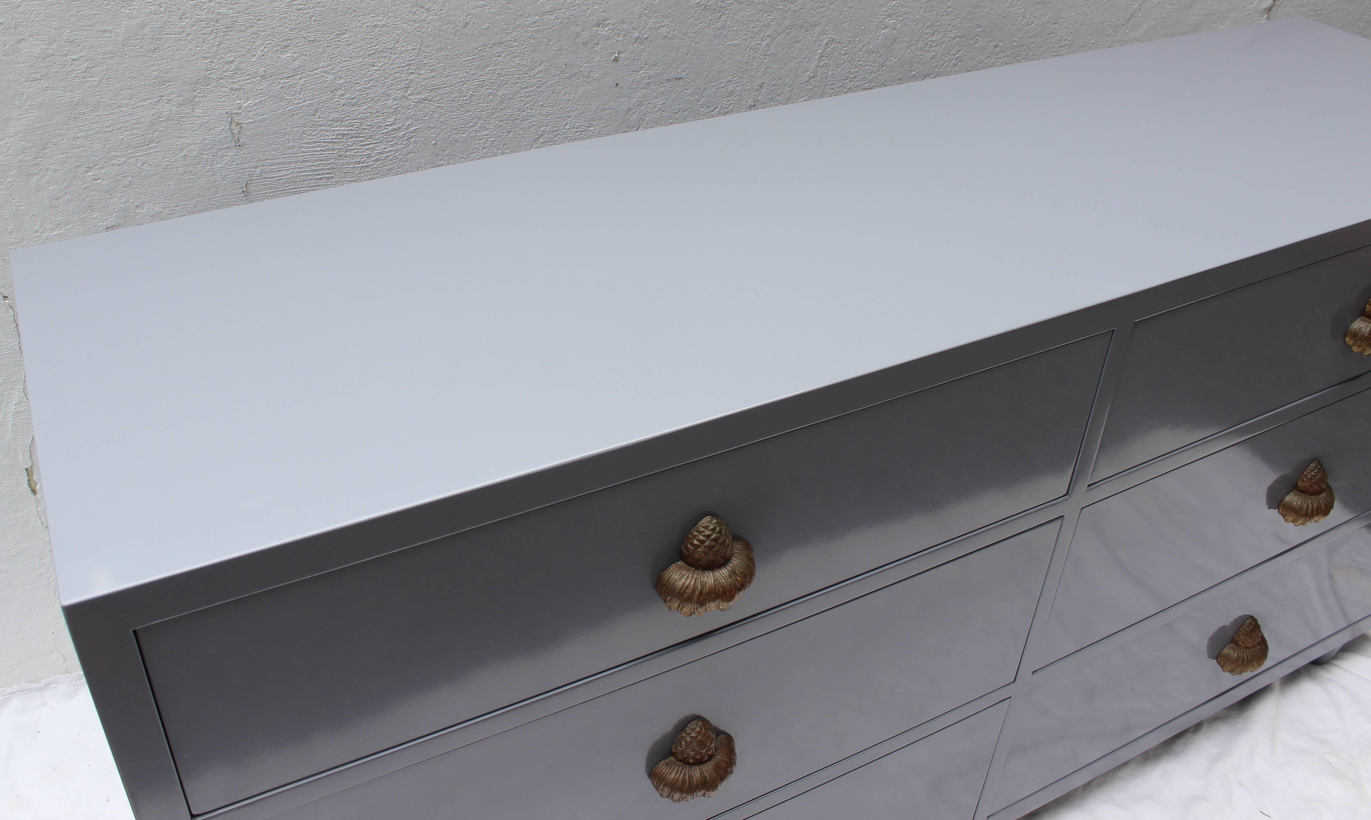 Grey Lacquered Dresser In Excellent Condition In East Hampton, NY