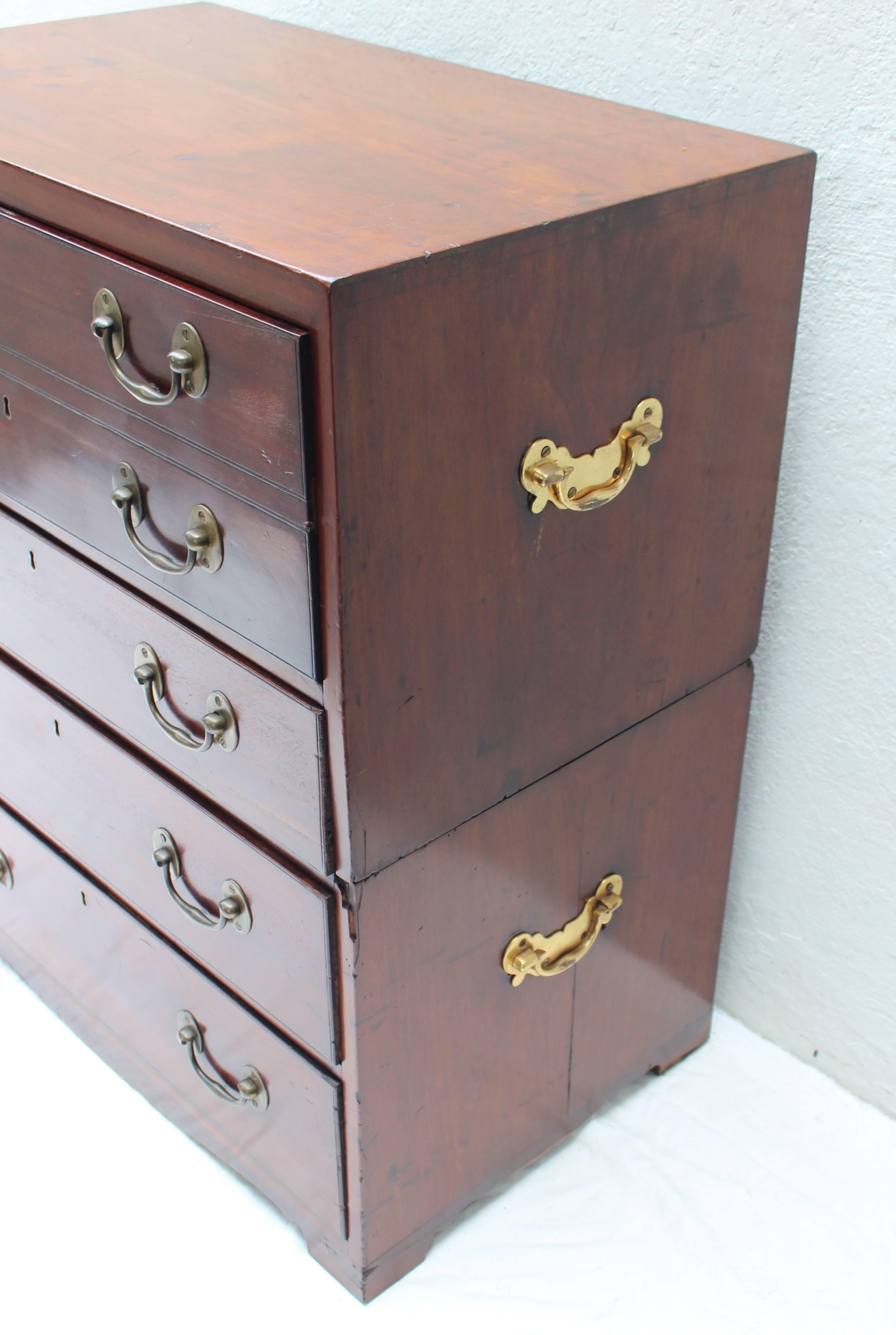 19th Century English Campaign Chest with Desk In Good Condition For Sale In East Hampton, NY