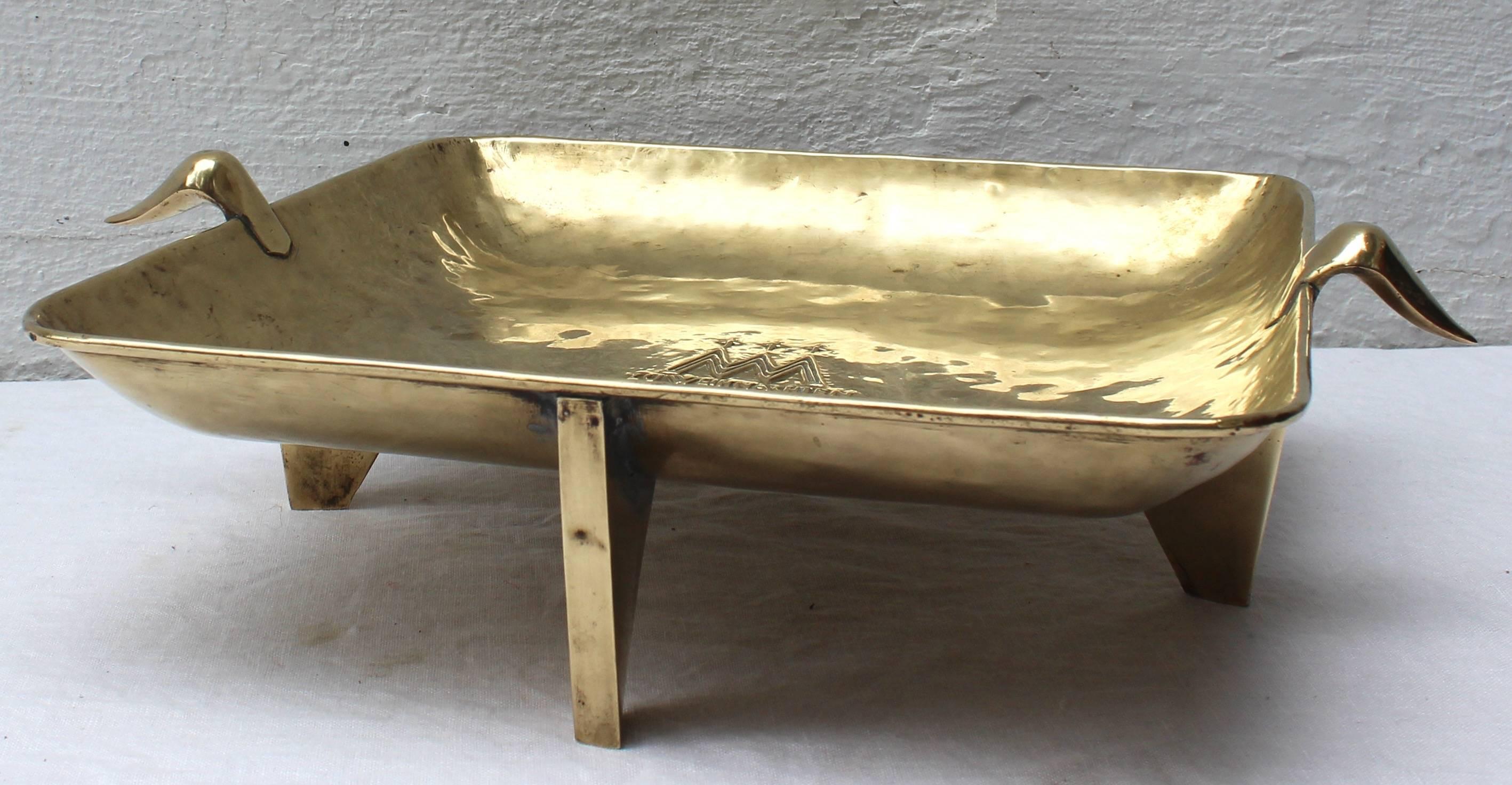 Brass Austrian Christmas Tray In Good Condition In East Hampton, NY