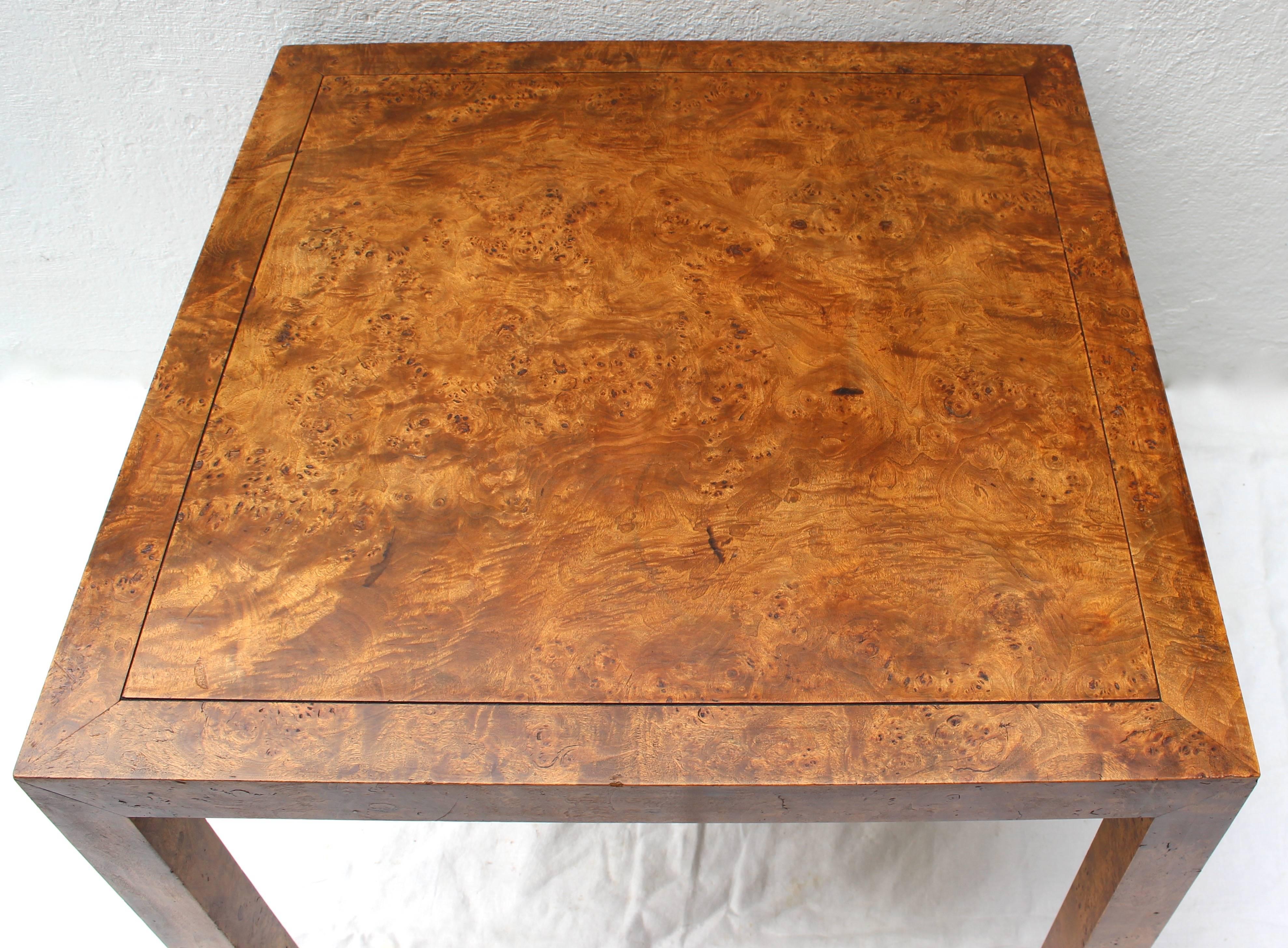 20th Century Parsons Style Burl Coffee Table by John Stuart