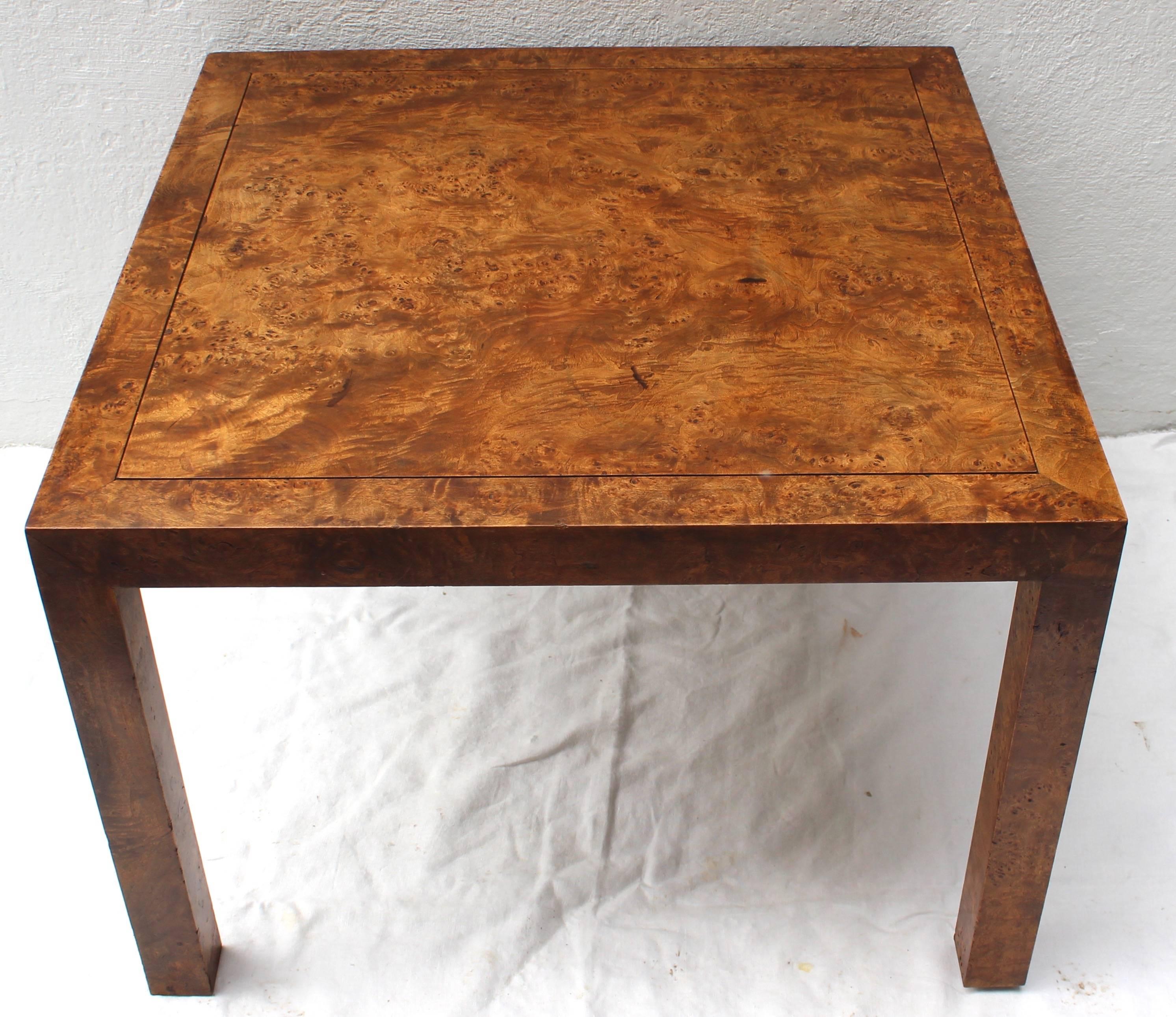 Parsons Style Burl Coffee Table by John Stuart 1