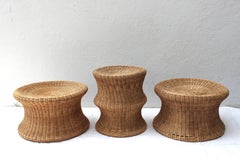 Set of Three Eero Aarnio Wicker Juttu Stools