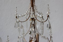 Maison Jansen Four-Arm Brass and Crystal Chandelier