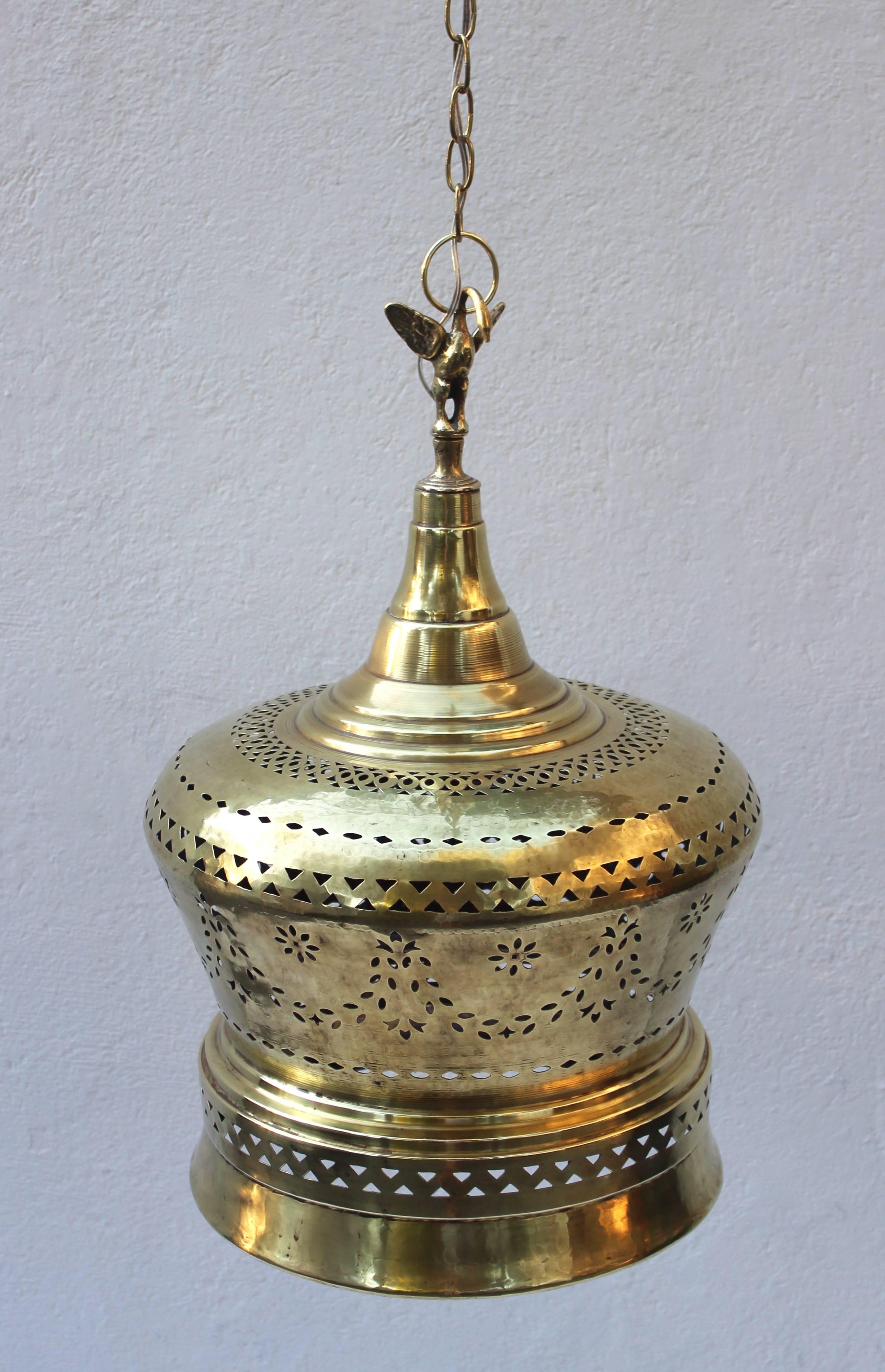 Gorgeous brass Moroccan light fixture.
