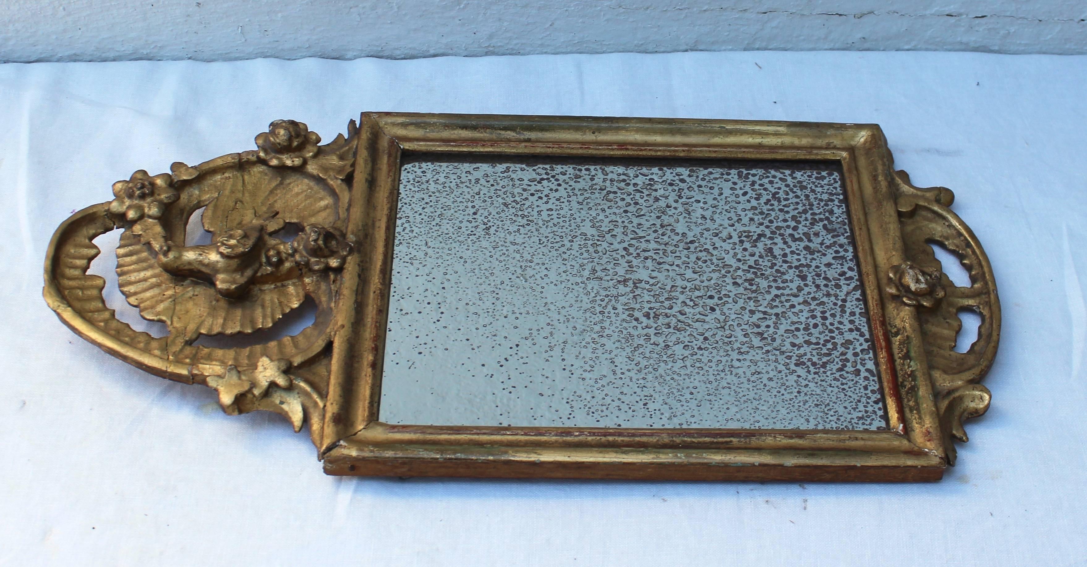 Petite Antique Giltwood Mirror In Good Condition In East Hampton, NY