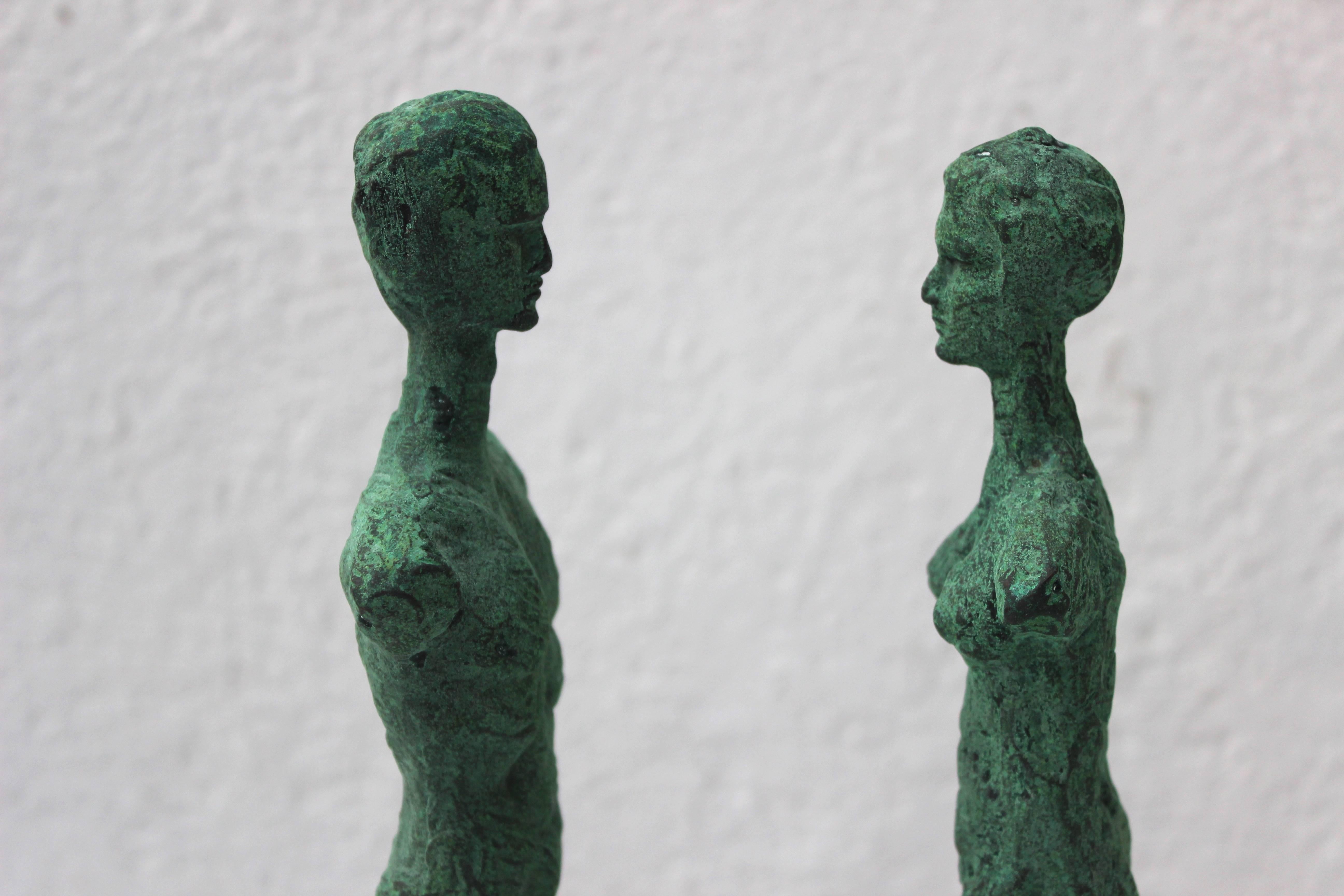 Pair of Patinated Bronze Giacometti Style Sculptures 1